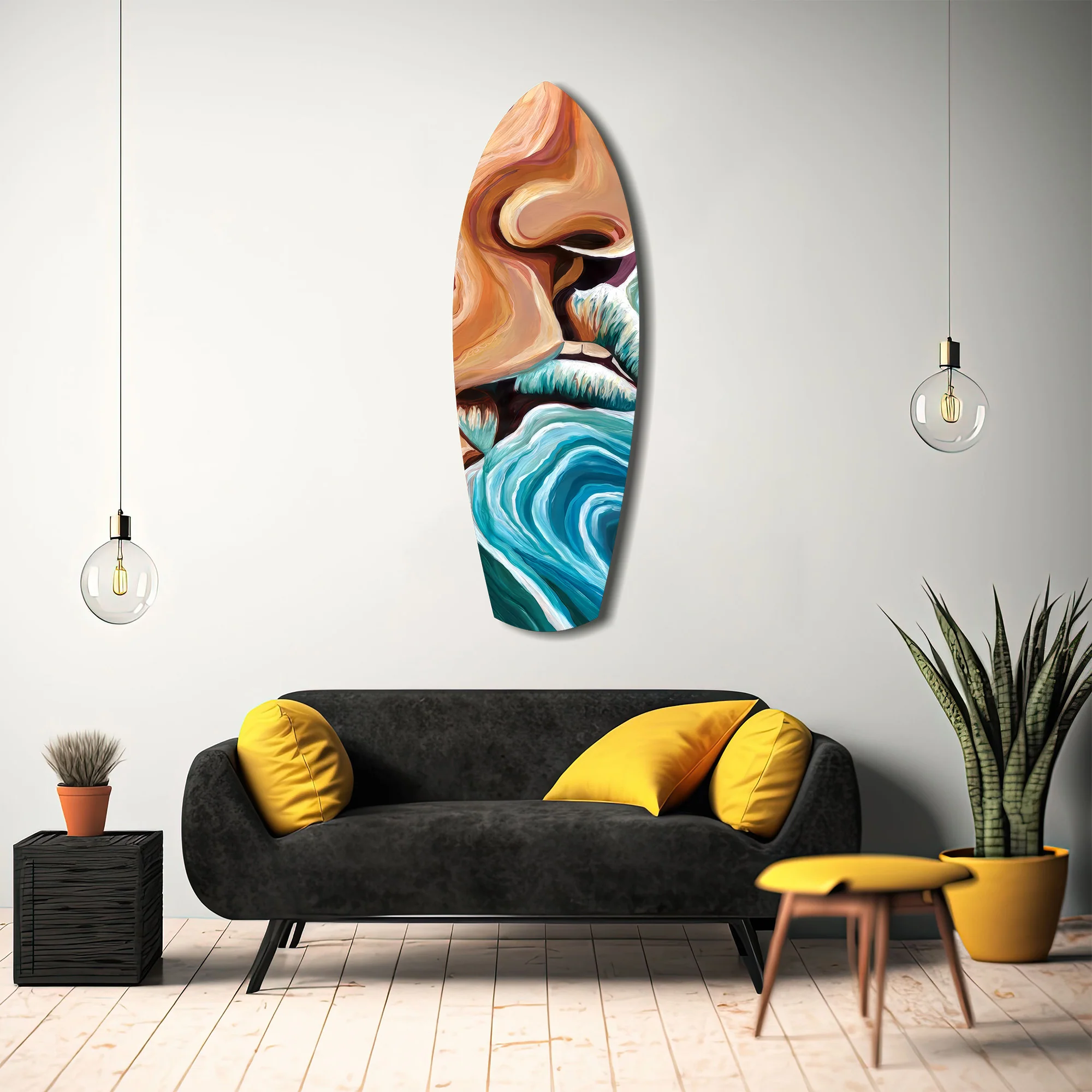 Coastal Cliffs Painterly Ocean Wave Glass Wall Art - Image 12