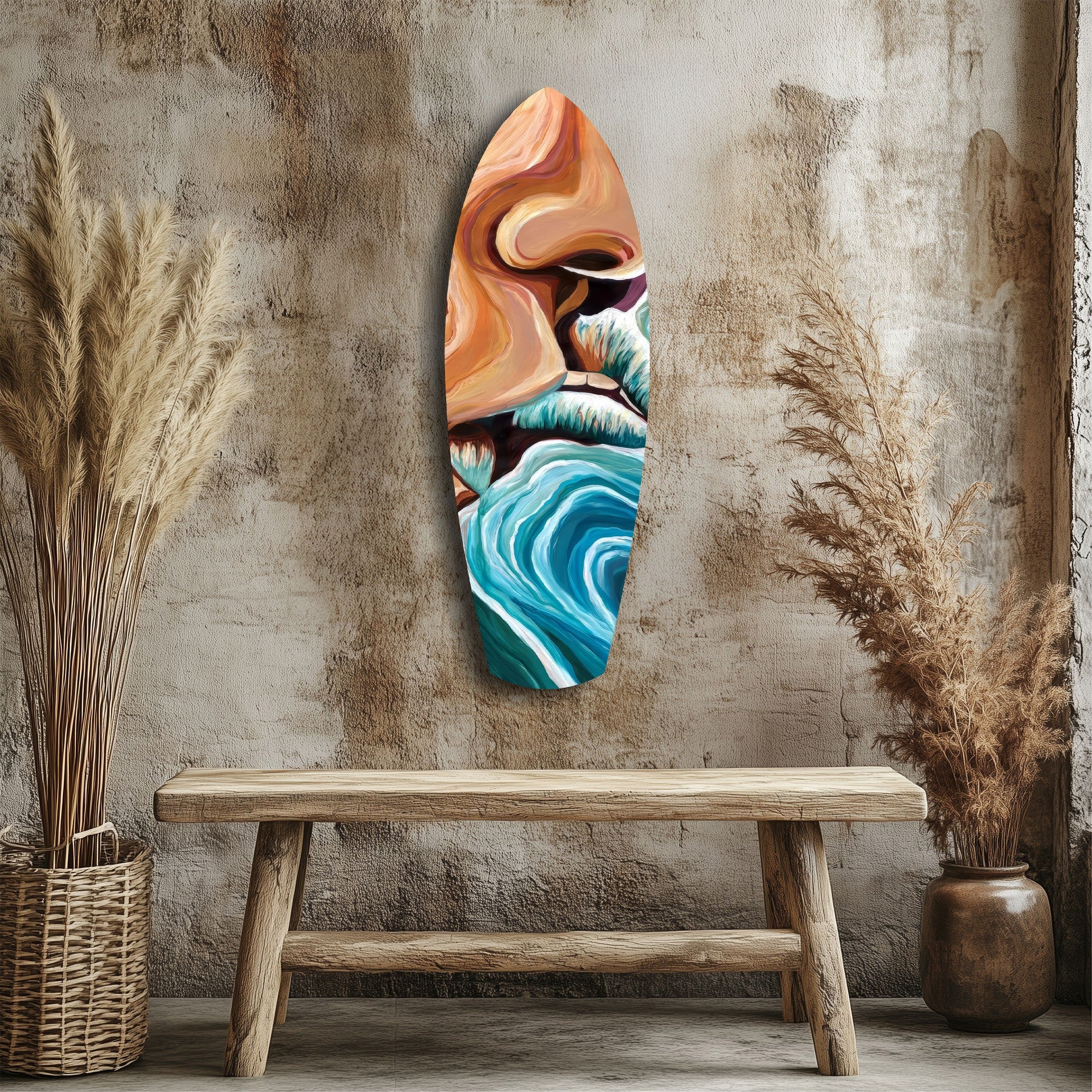 Coastal Cliffs Painterly Ocean Wave Glass Wall Art - Image 3