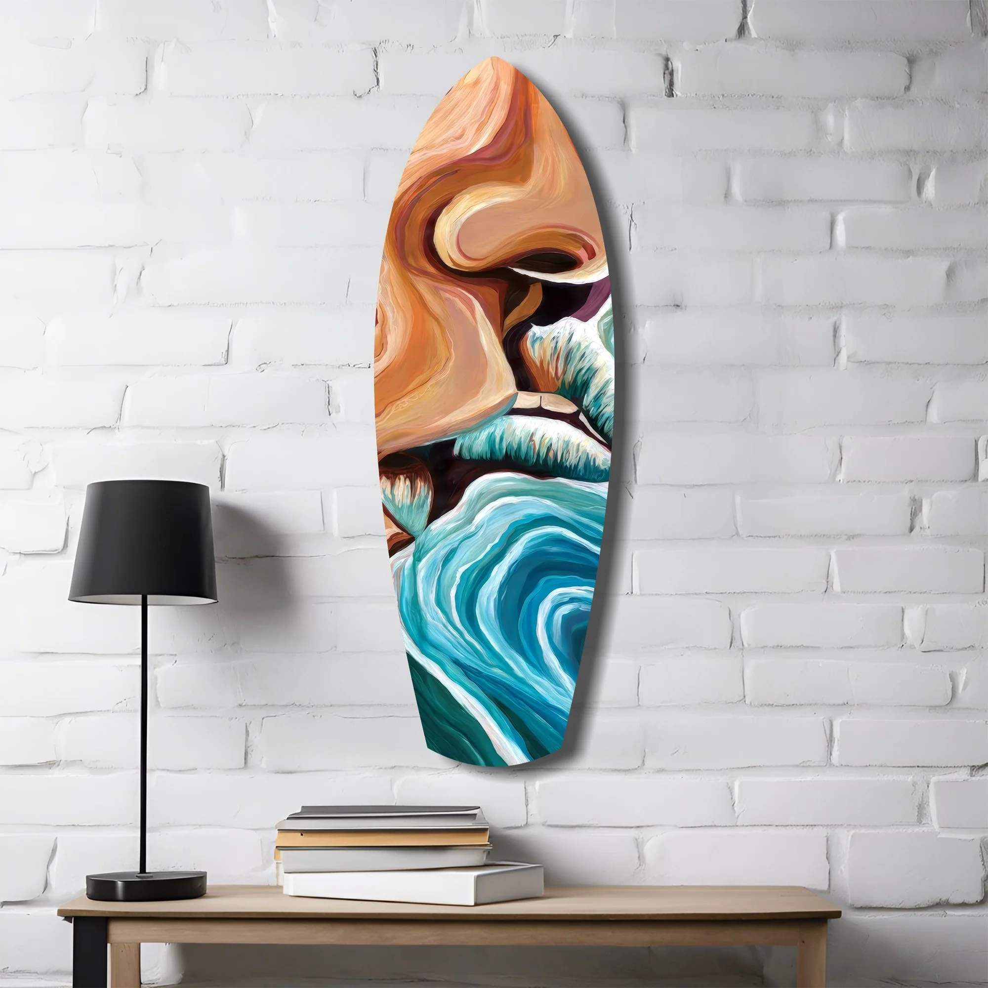 Coastal Cliffs Painterly Ocean Wave Glass Wall Art - Image 4