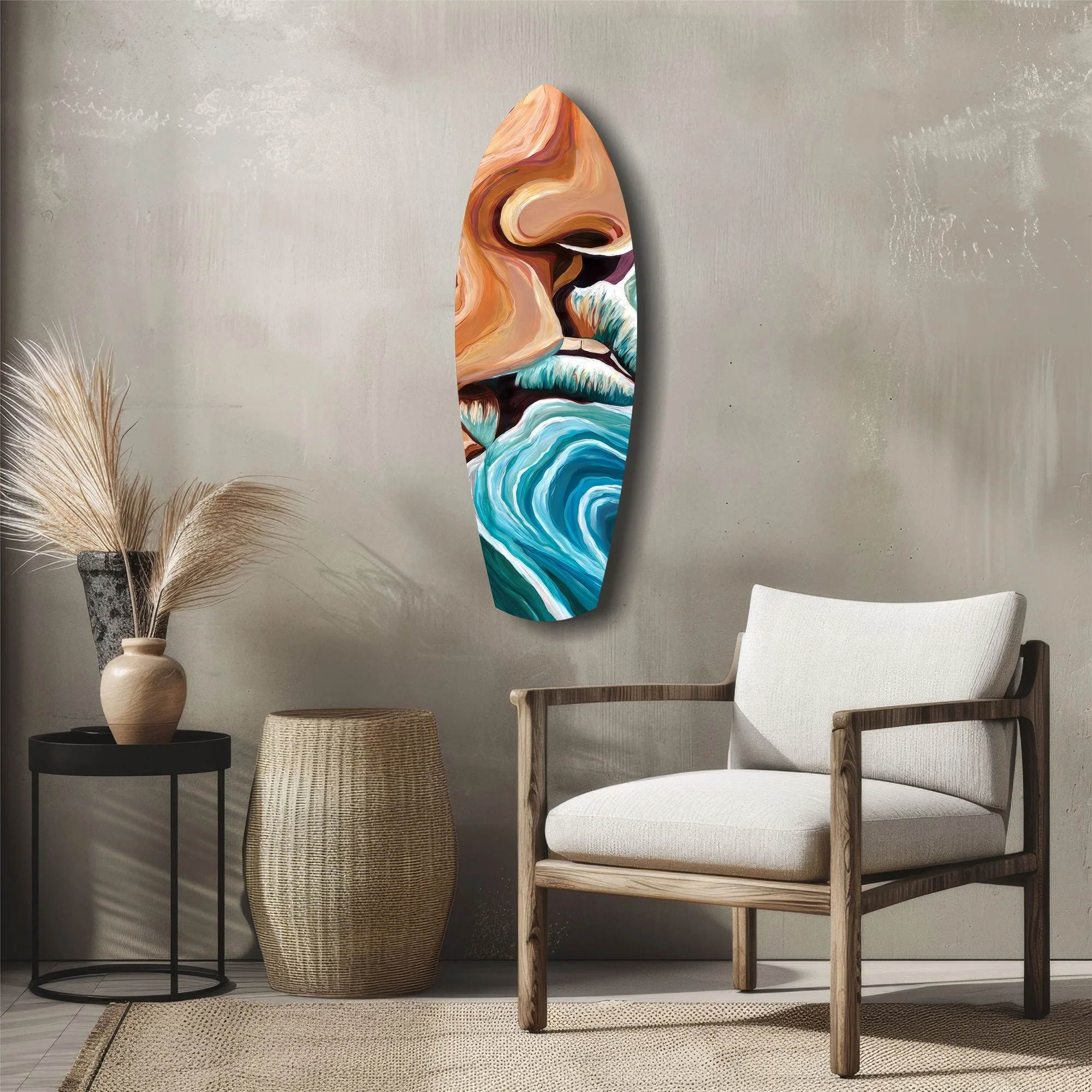 Coastal Cliffs Painterly Ocean Wave Glass Wall Art - Image 5