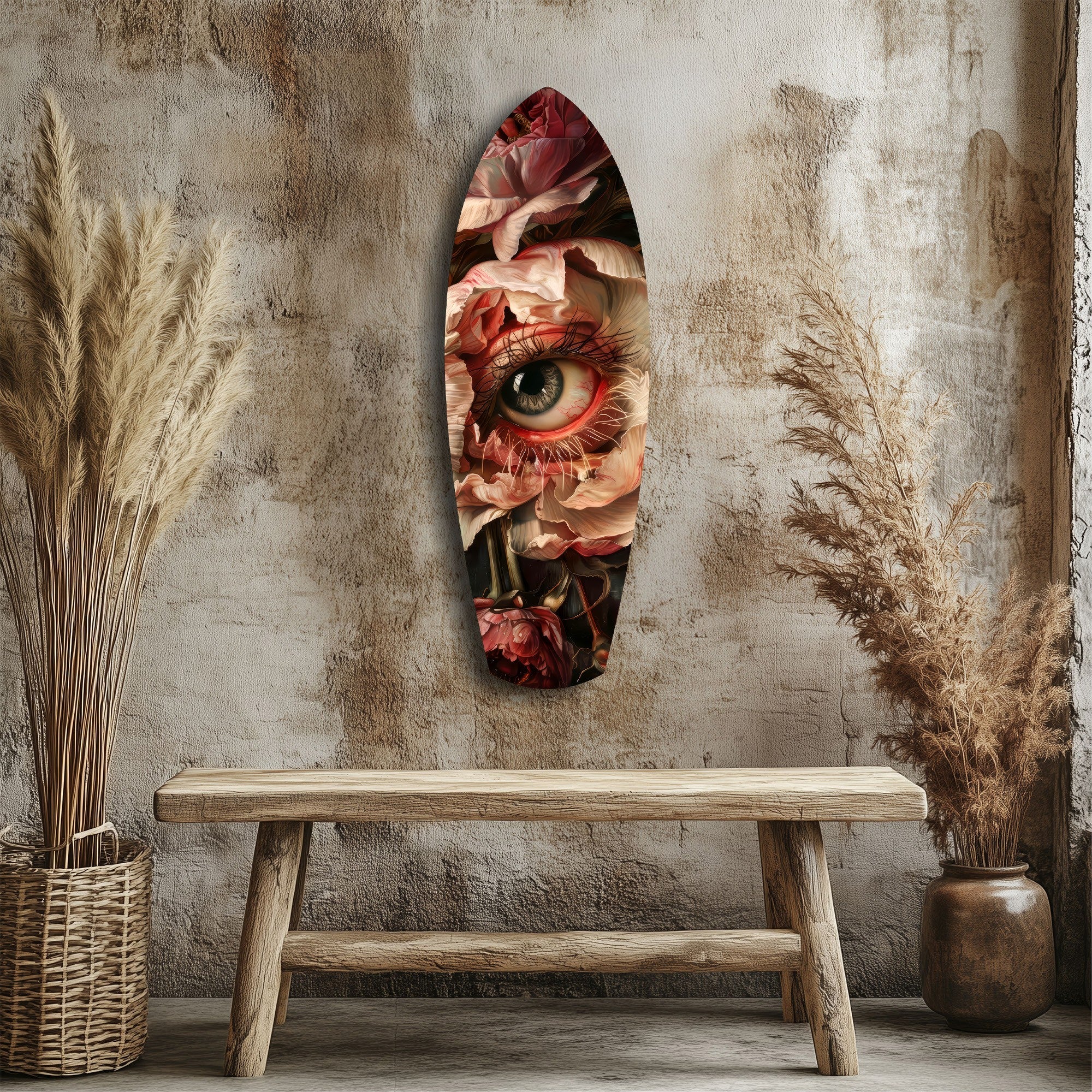 Surreal Eye Peony Bloom Dark Romance Glass Wall Art - Image 3