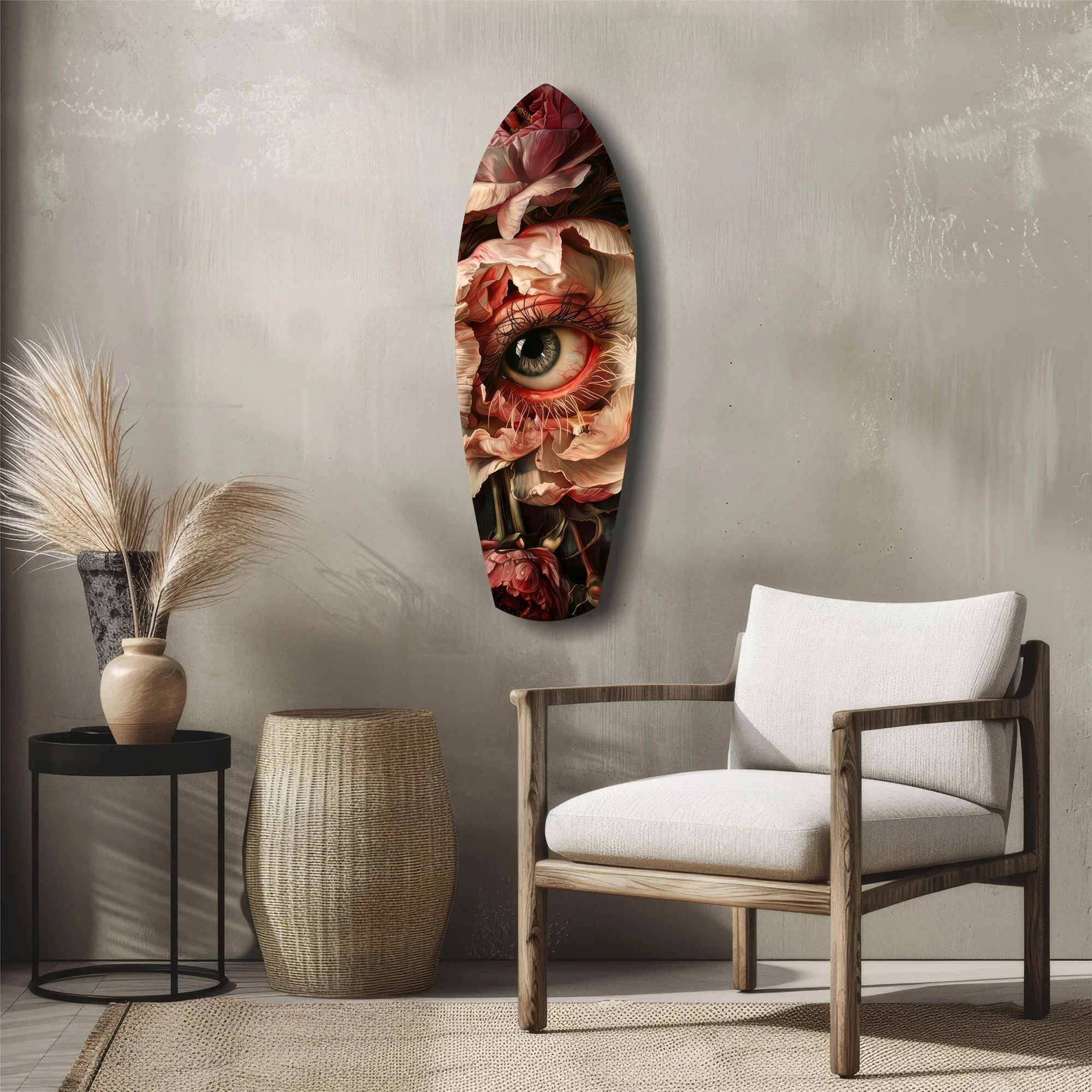Surreal Eye Peony Bloom Dark Romance Glass Wall Art - Image 5