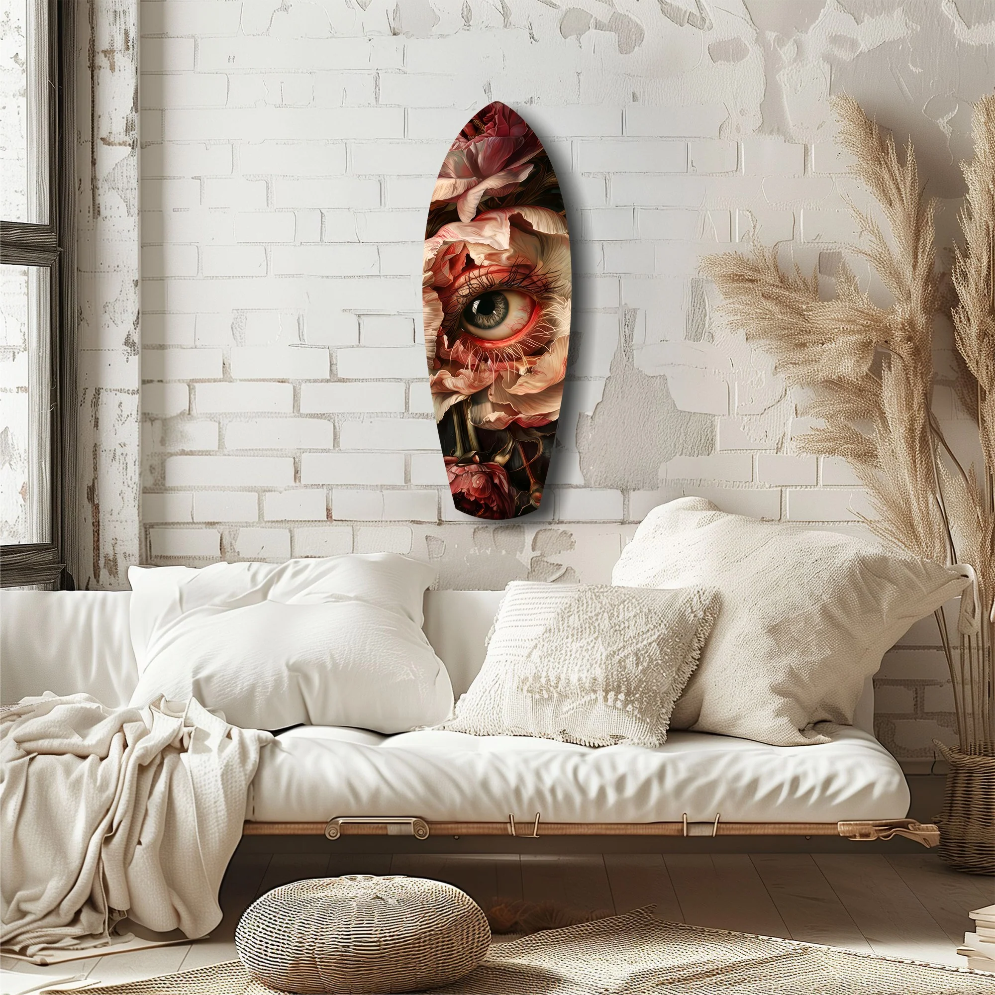 Surreal Eye Peony Bloom Dark Romance Glass Wall Art - Image 6