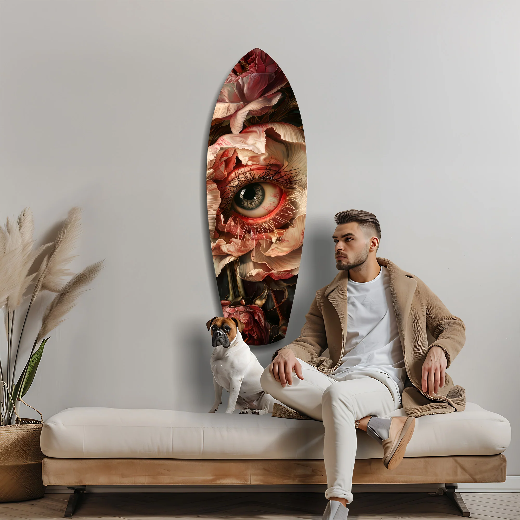 Surreal Eye Peony Bloom Dark Romance Glass Wall Art - Image 9