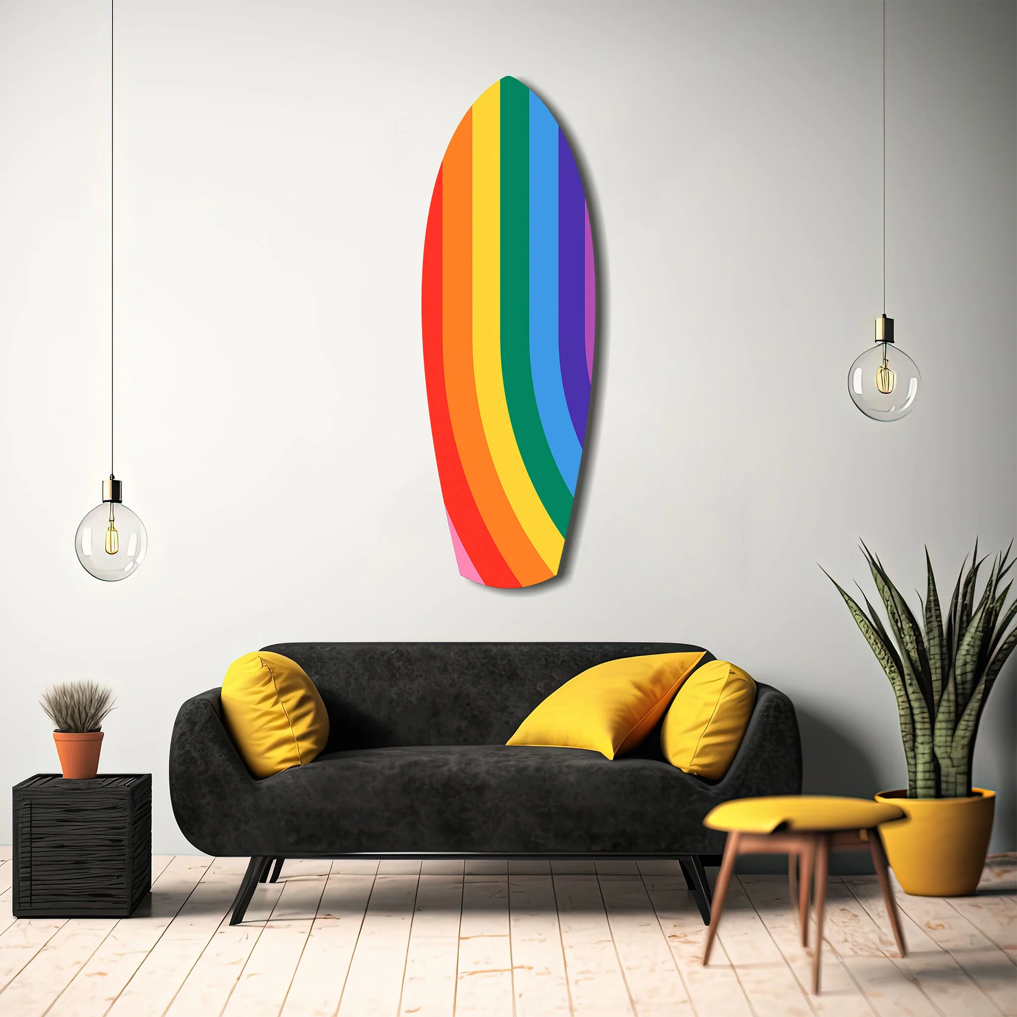 Rainbow Stripes Vibrant Glass Wall Art - Image 12