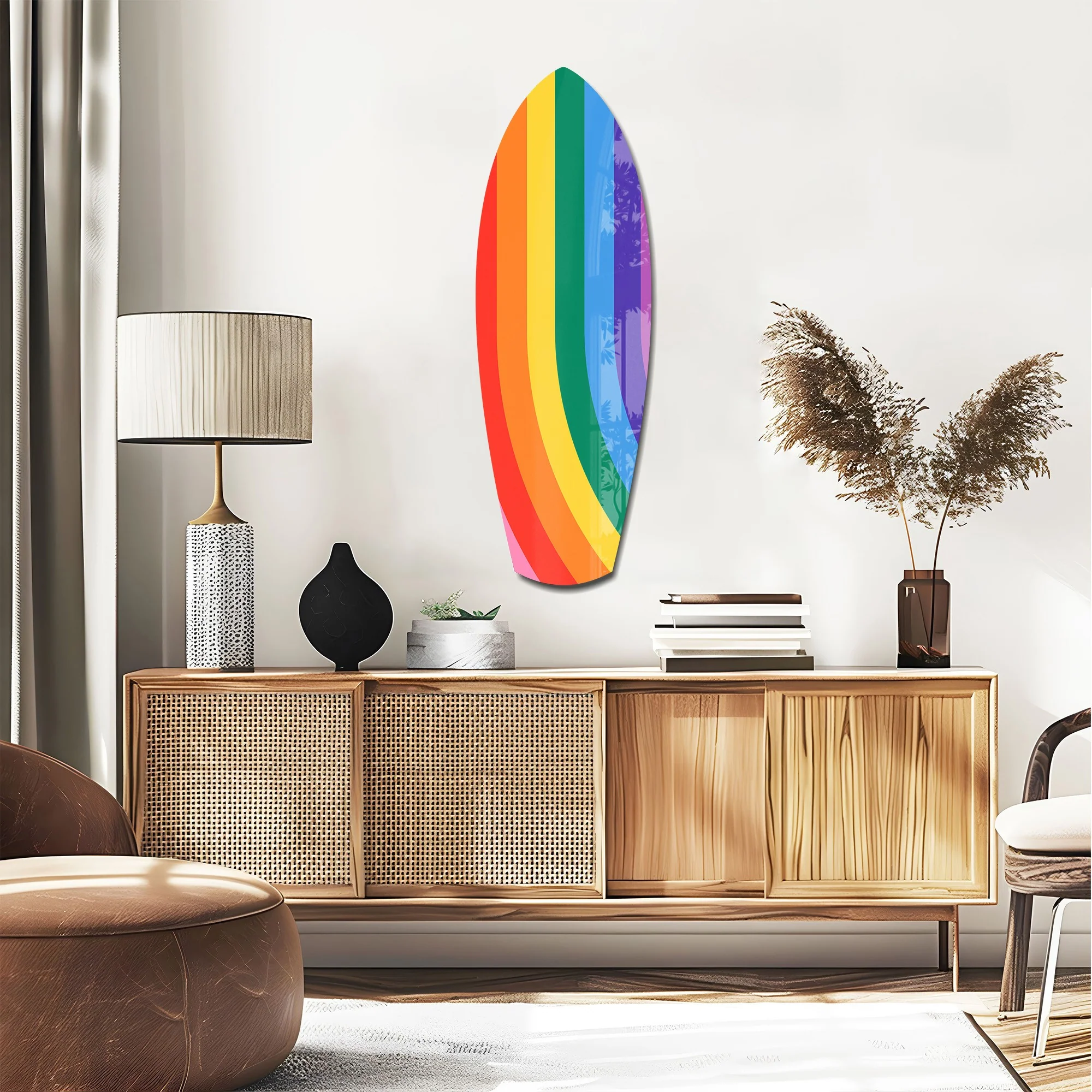 Rainbow Stripes Vibrant Glass Wall Art - Image 2