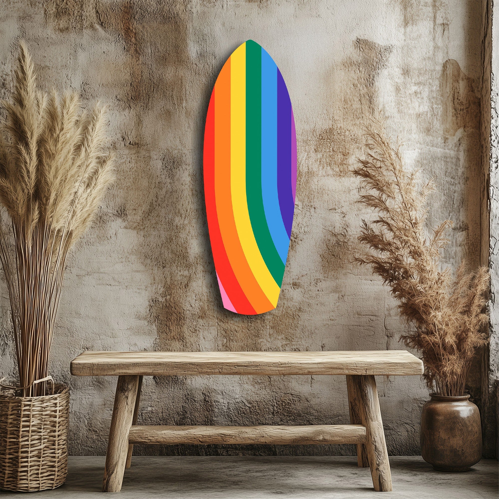 Rainbow Stripes Vibrant Glass Wall Art - Image 3