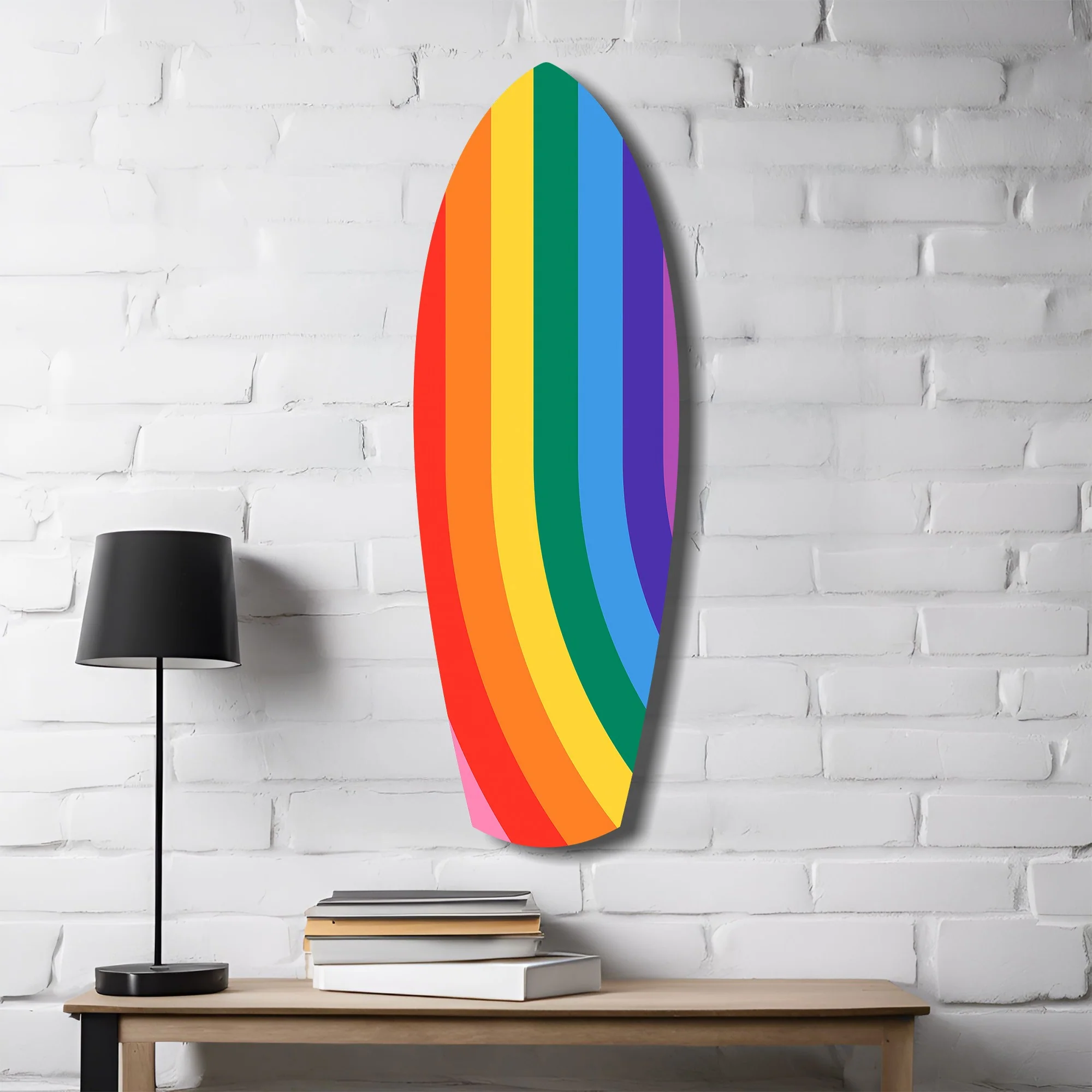 Rainbow Stripes Vibrant Glass Wall Art - Image 4