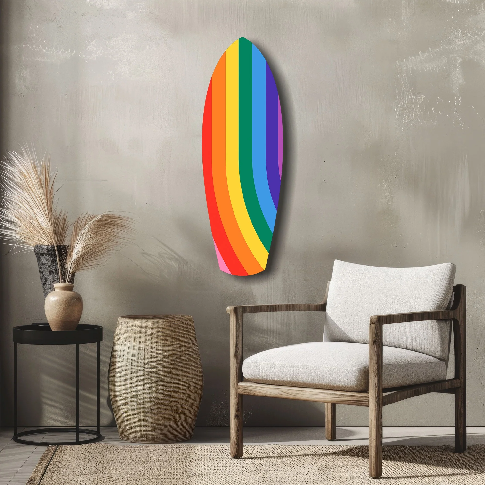Rainbow Stripes Vibrant Glass Wall Art - Image 5