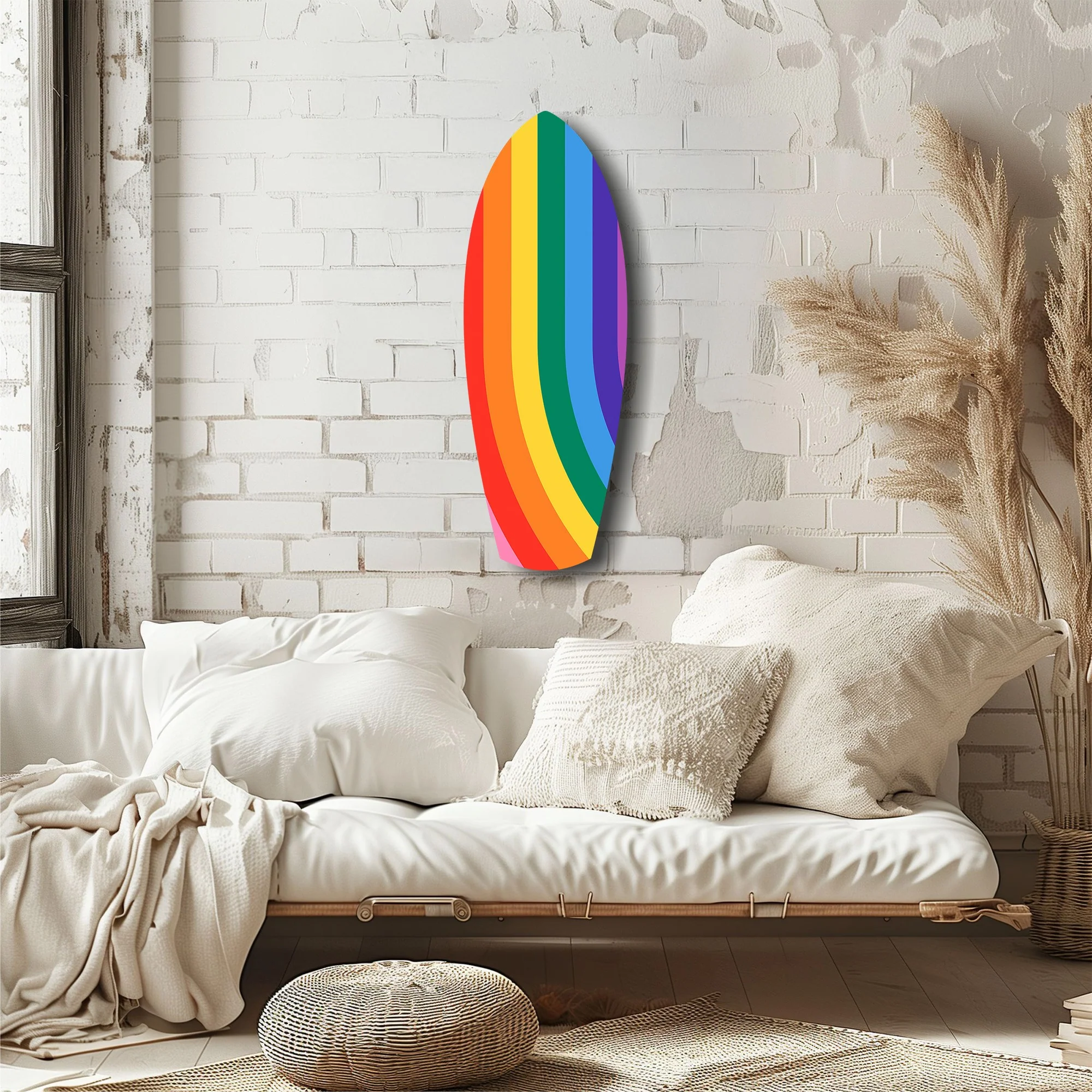 Rainbow Stripes Vibrant Glass Wall Art - Image 6