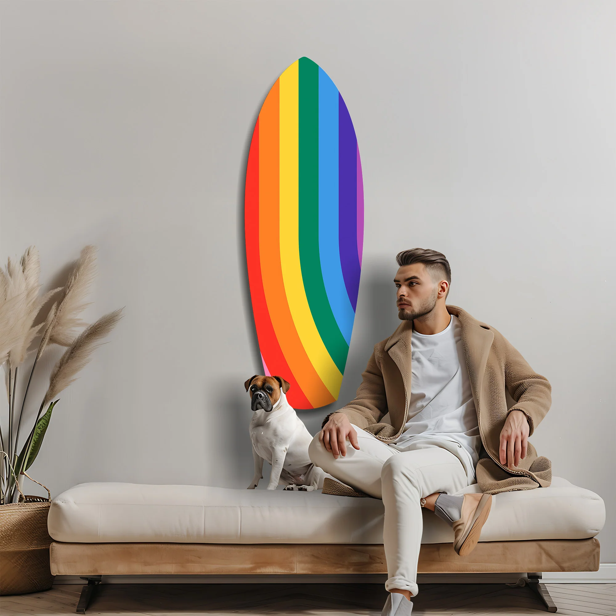 Rainbow Stripes Vibrant Glass Wall Art - Image 9