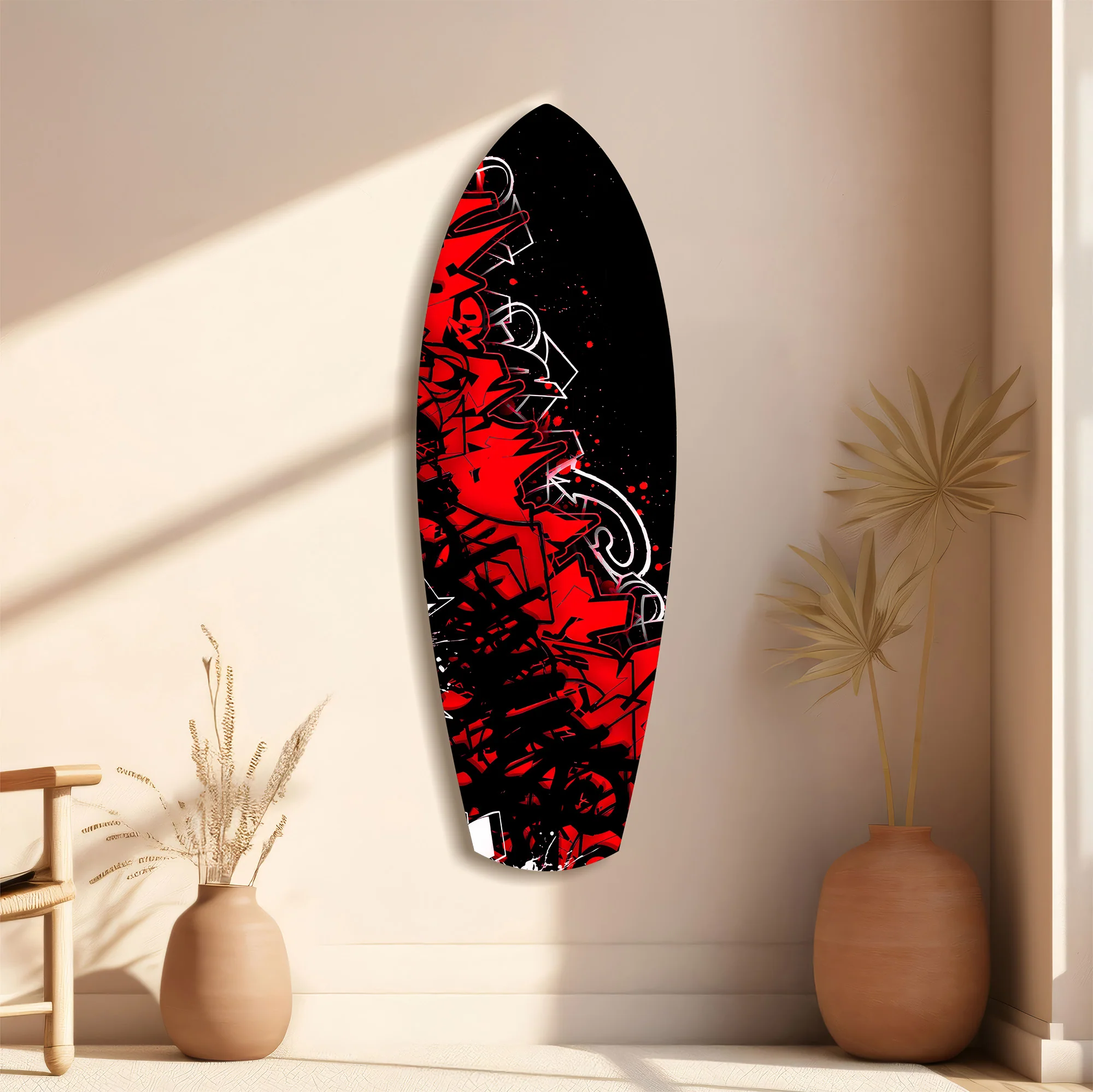 Red Black Graffiti Street Art Glass Wall Art - Image 11