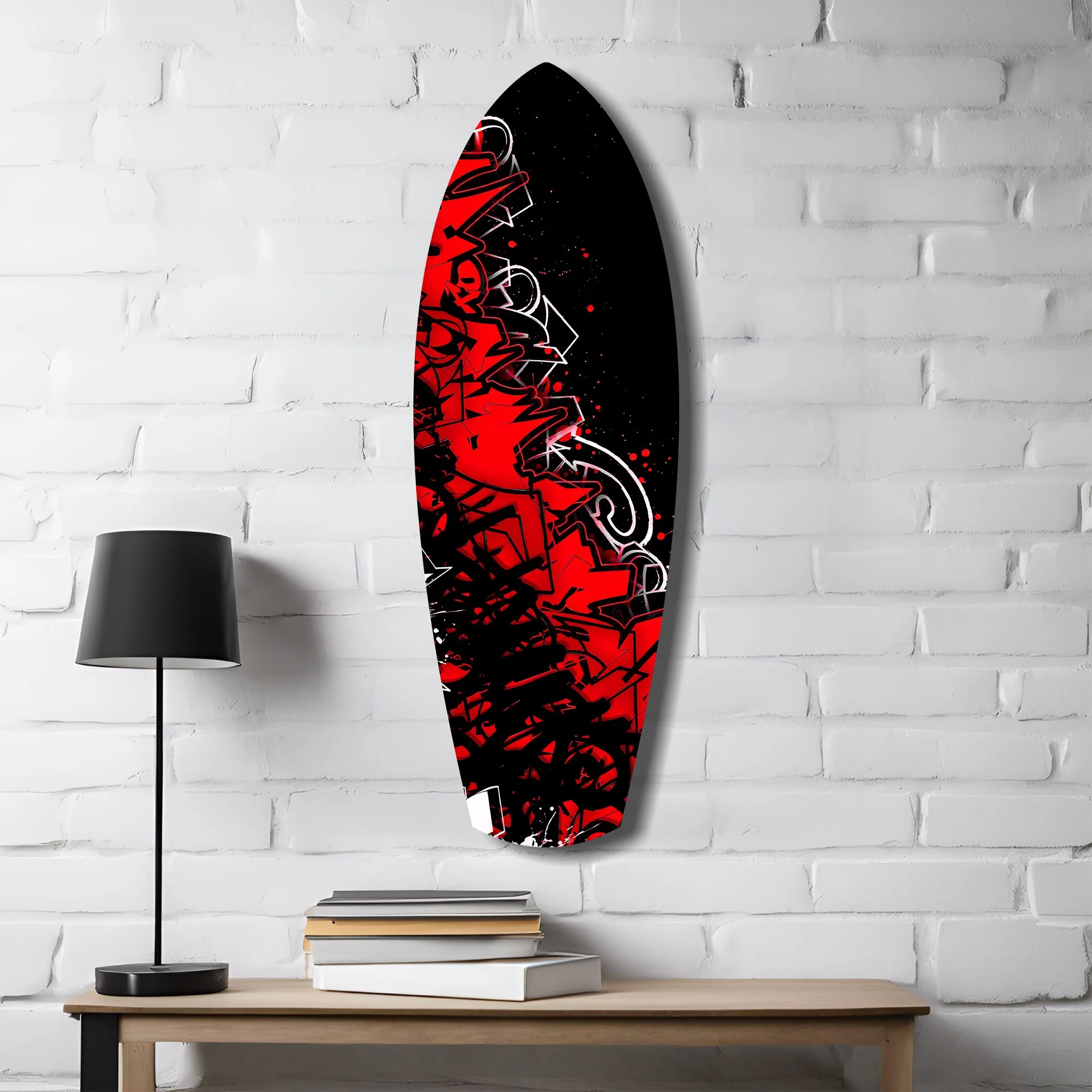 Red Black Graffiti Street Art Glass Wall Art - Image 4