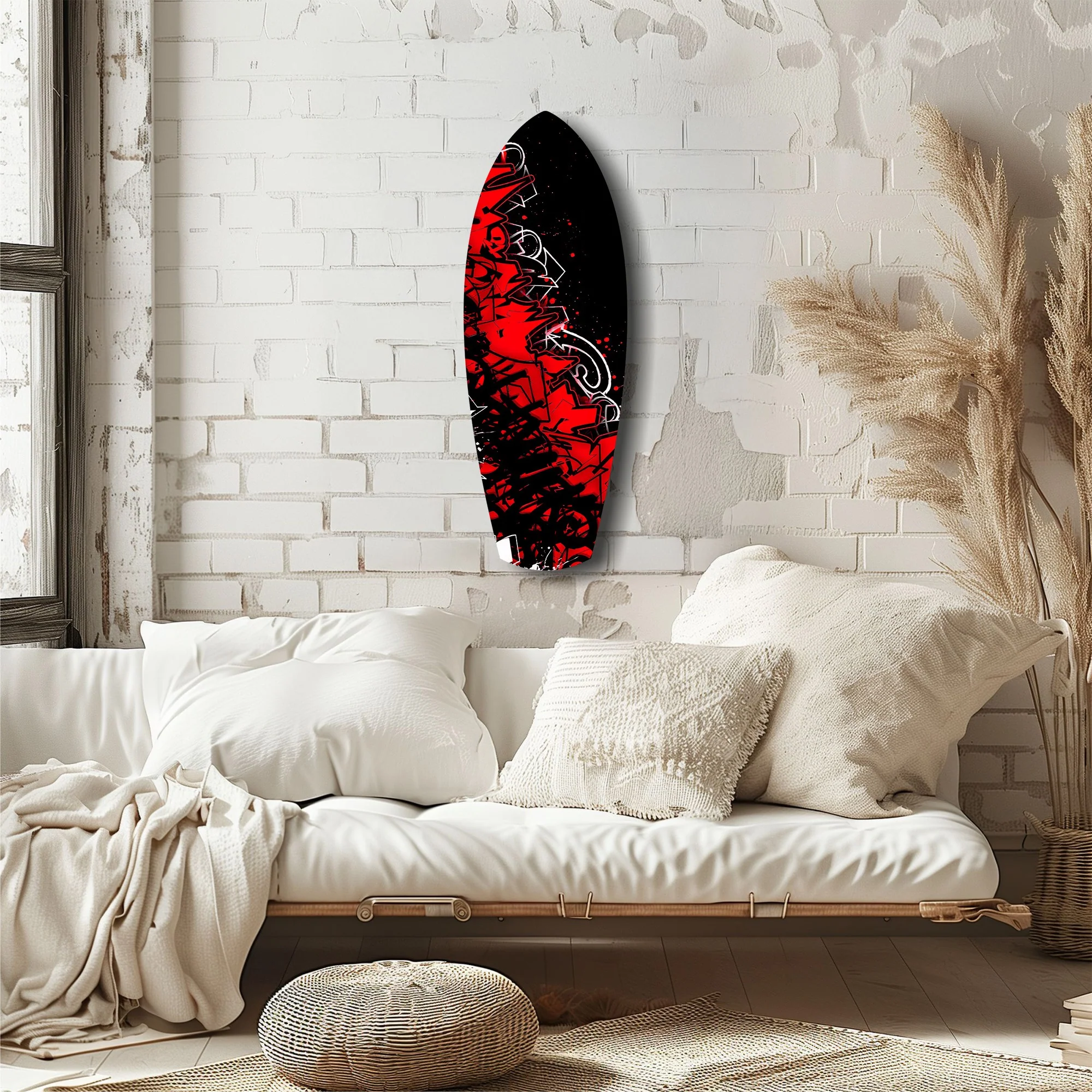 Red Black Graffiti Street Art Glass Wall Art - Image 6