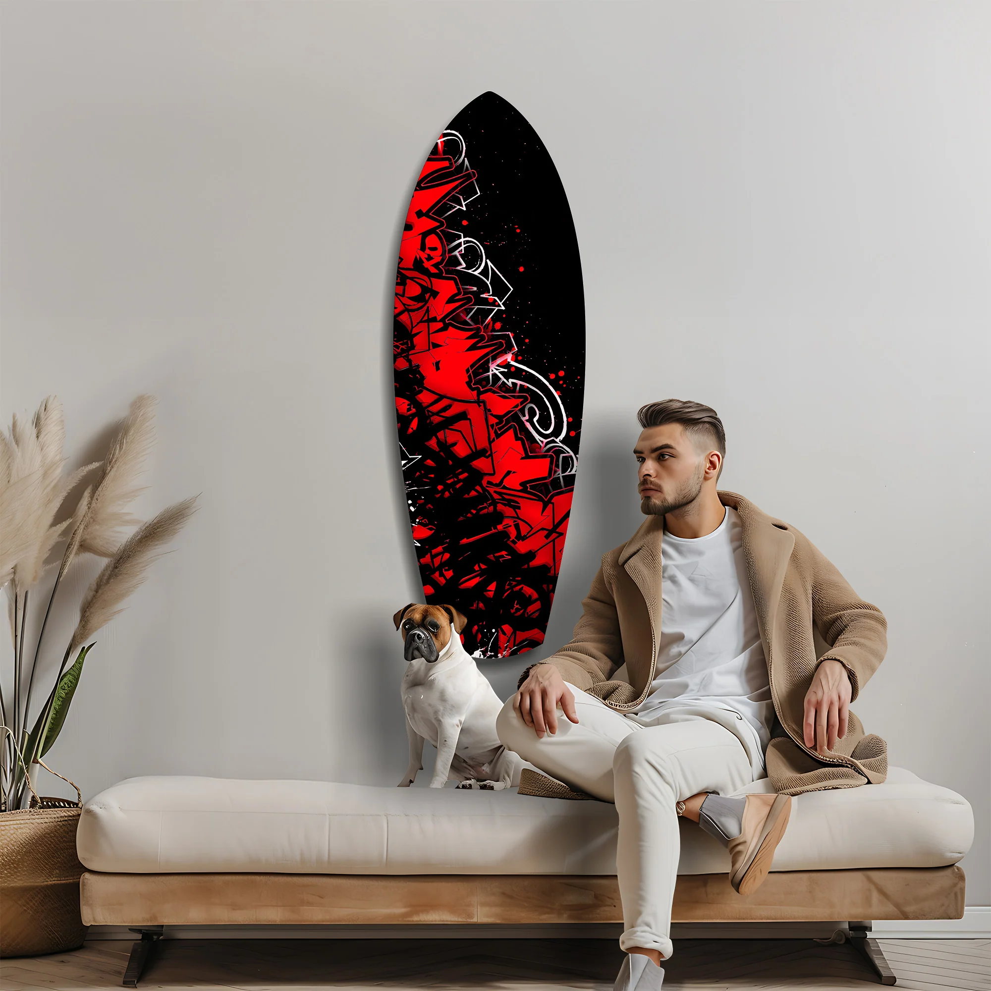 Red Black Graffiti Street Art Glass Wall Art - Image 9
