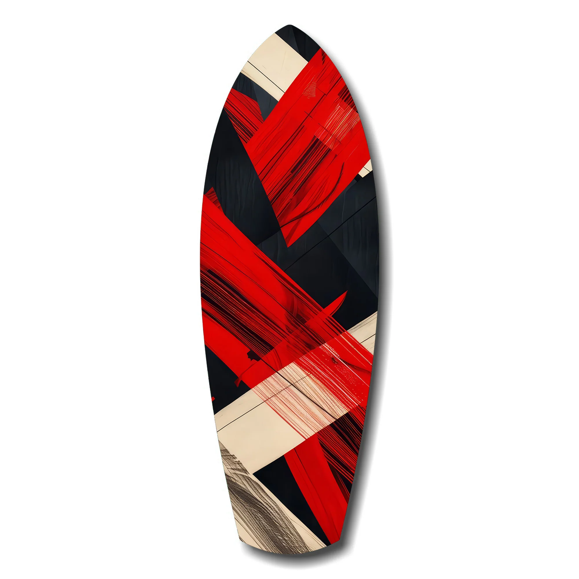 Red Black Cream Brushstroke Abstract Glass Wall Art - Image 7