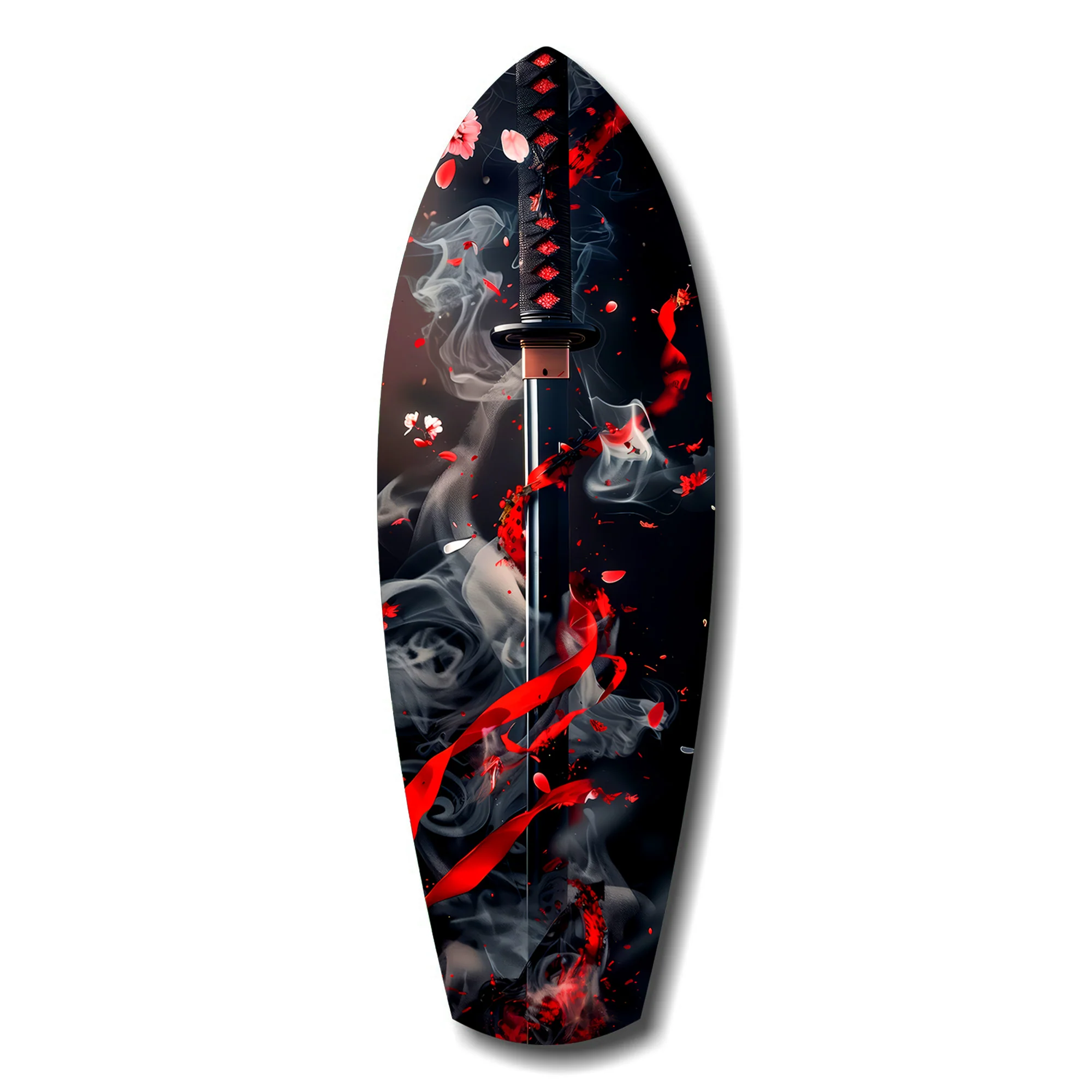 Samurai Katana Cherry Blossom Smoke Glass Wall Art - Image 7