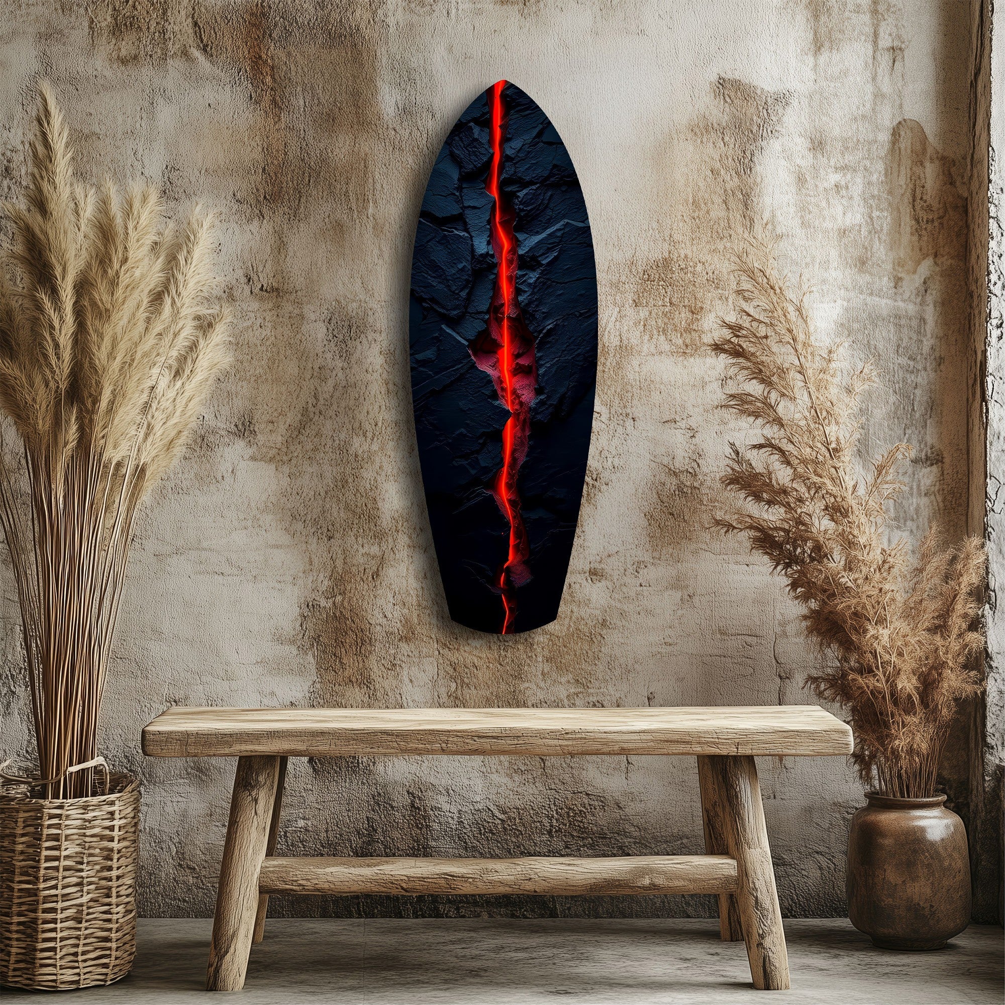 Lava Crack Black Stone Glow Glass Wall Art - Image 3