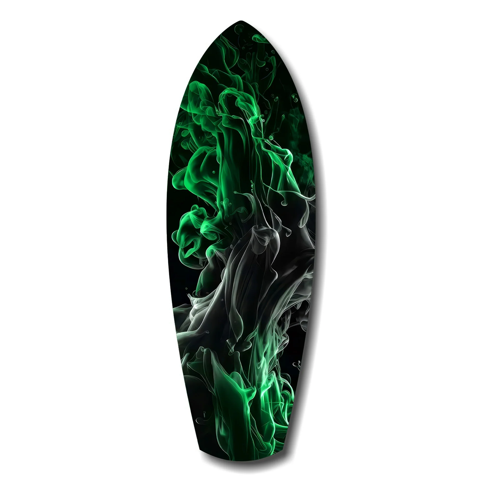 Emerald Green Smoke Ink Swirl Glass Wall Art