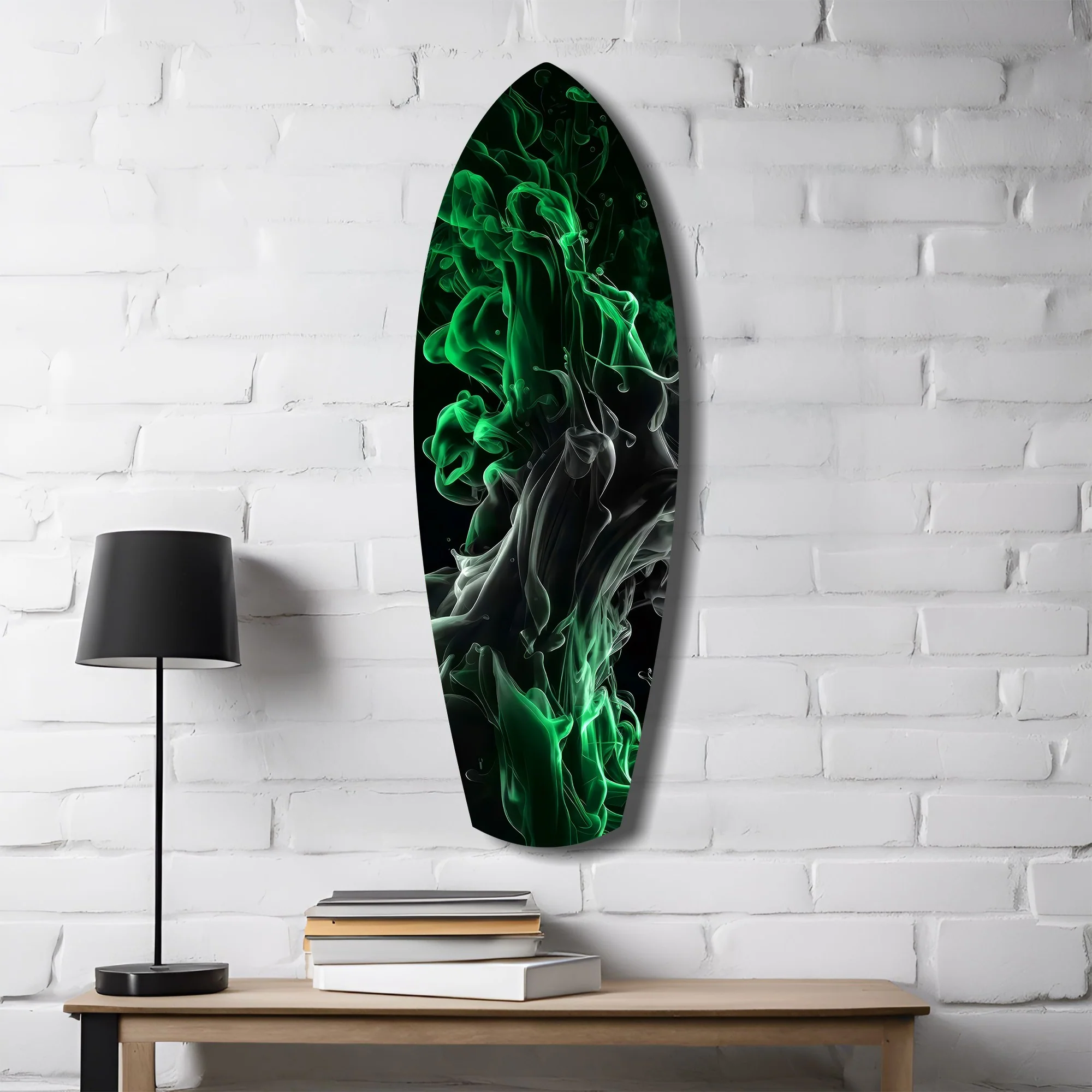 Emerald Green Smoke Ink Swirl Glass Wall Art - Image 4