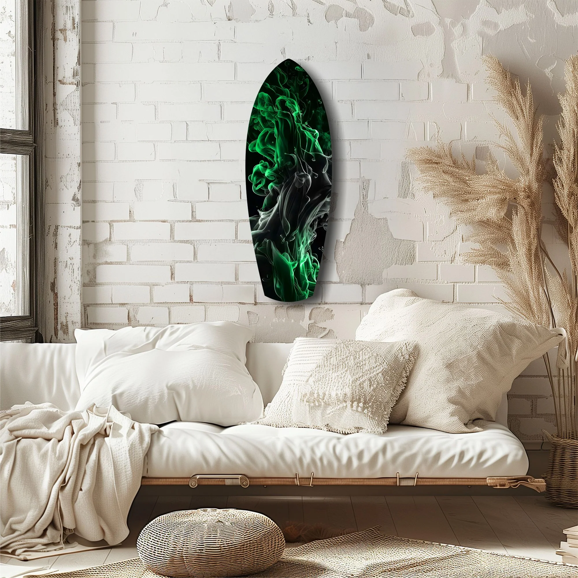 Emerald Green Smoke Ink Swirl Glass Wall Art - Image 6