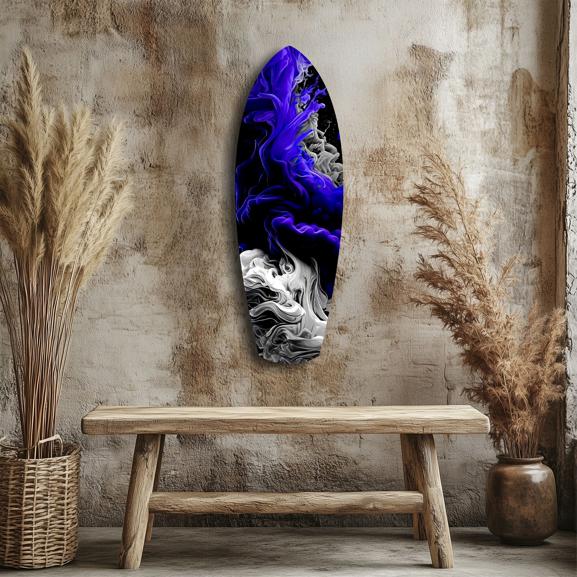 Purple White Smoke Ink Storm Glass Wall Art - Image 3