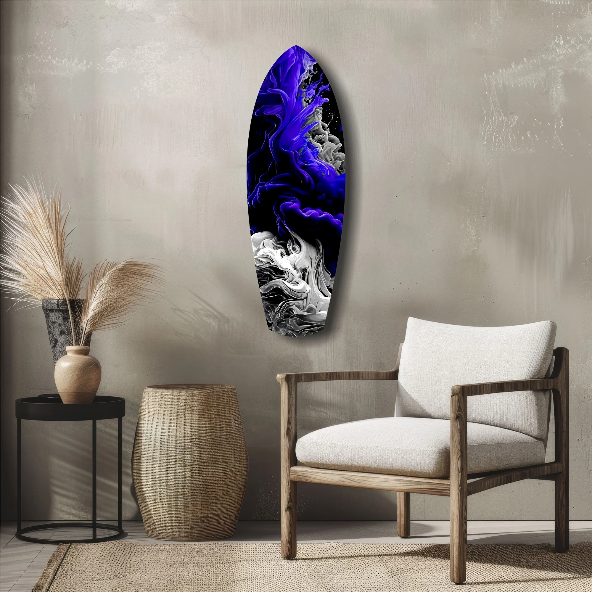 Purple White Smoke Ink Storm Glass Wall Art - Image 5
