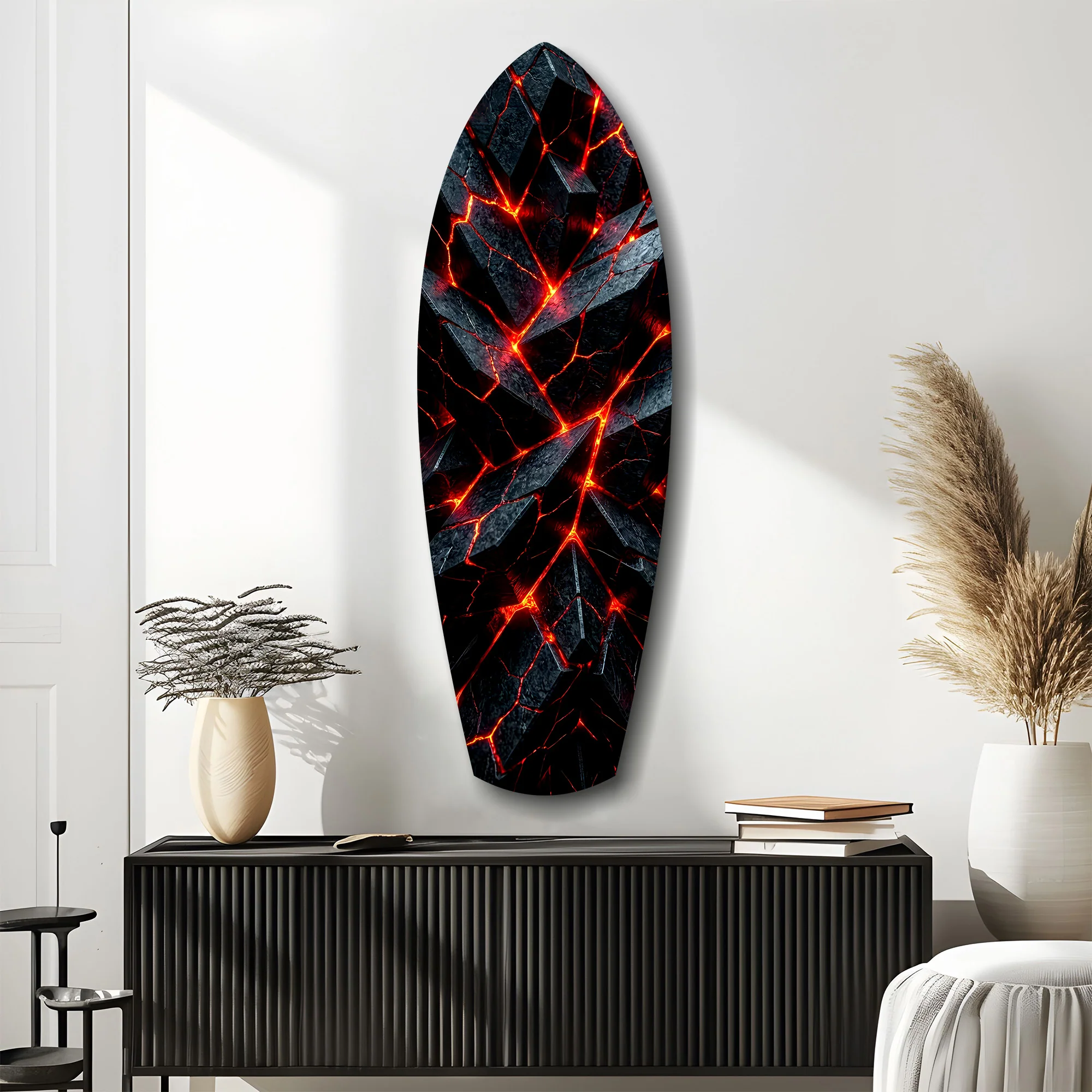 Shattered Volcanic Stone Lava Glow Glass Wall Art - Image 10