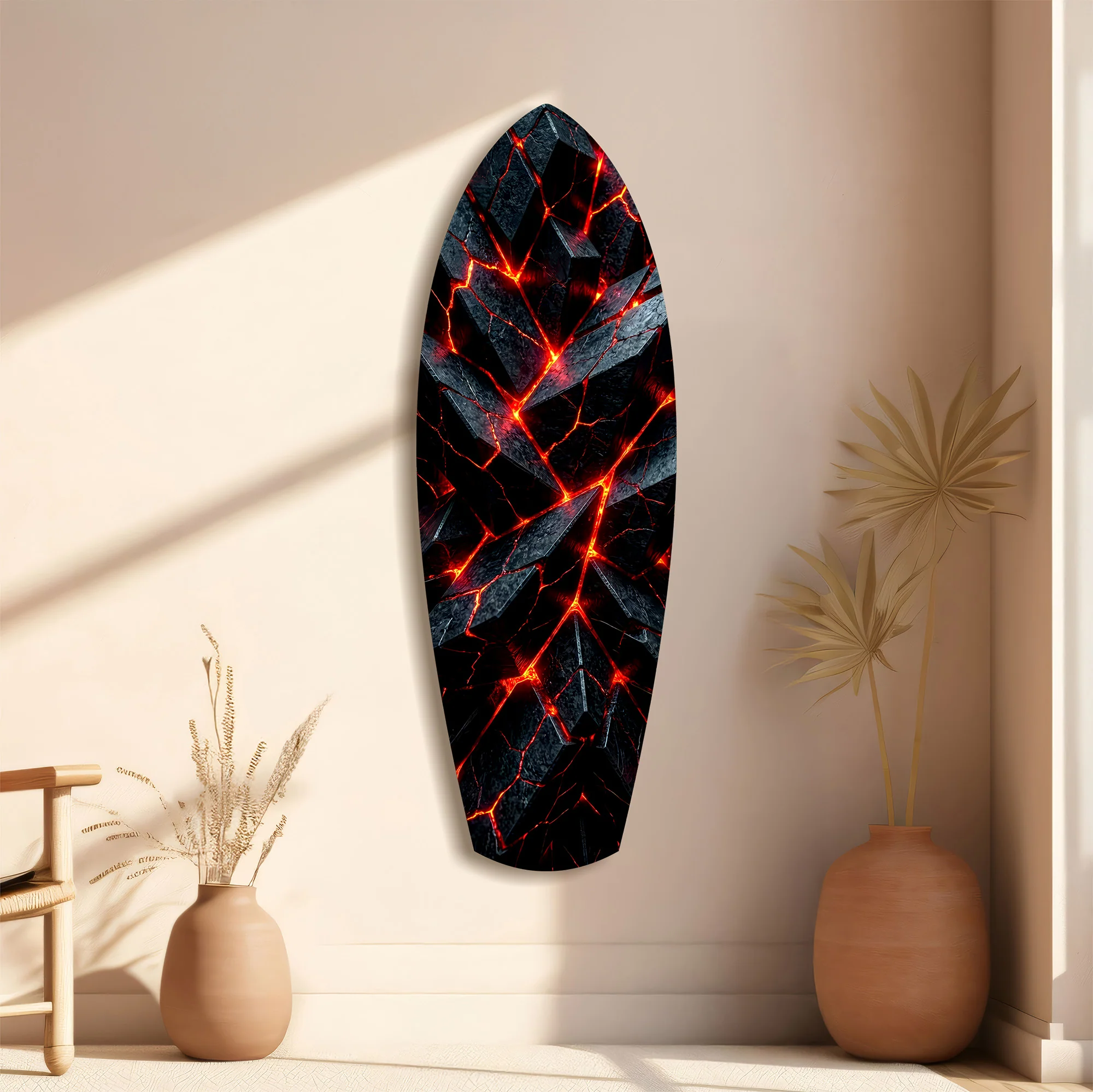 Shattered Volcanic Stone Lava Glow Glass Wall Art - Image 11