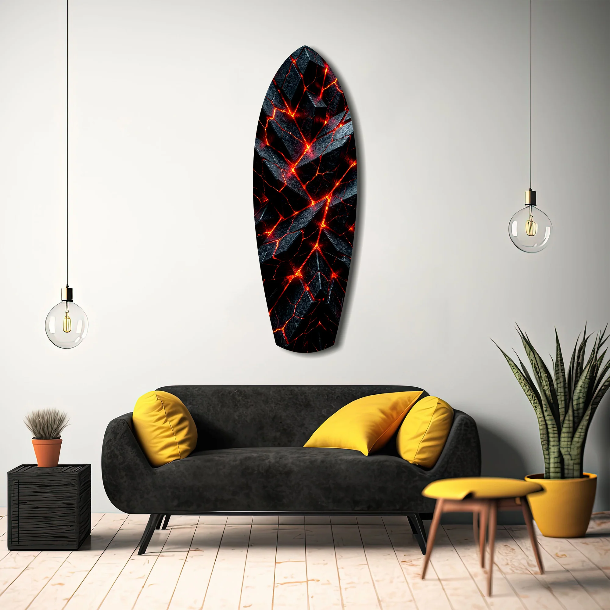 Shattered Volcanic Stone Lava Glow Glass Wall Art - Image 12