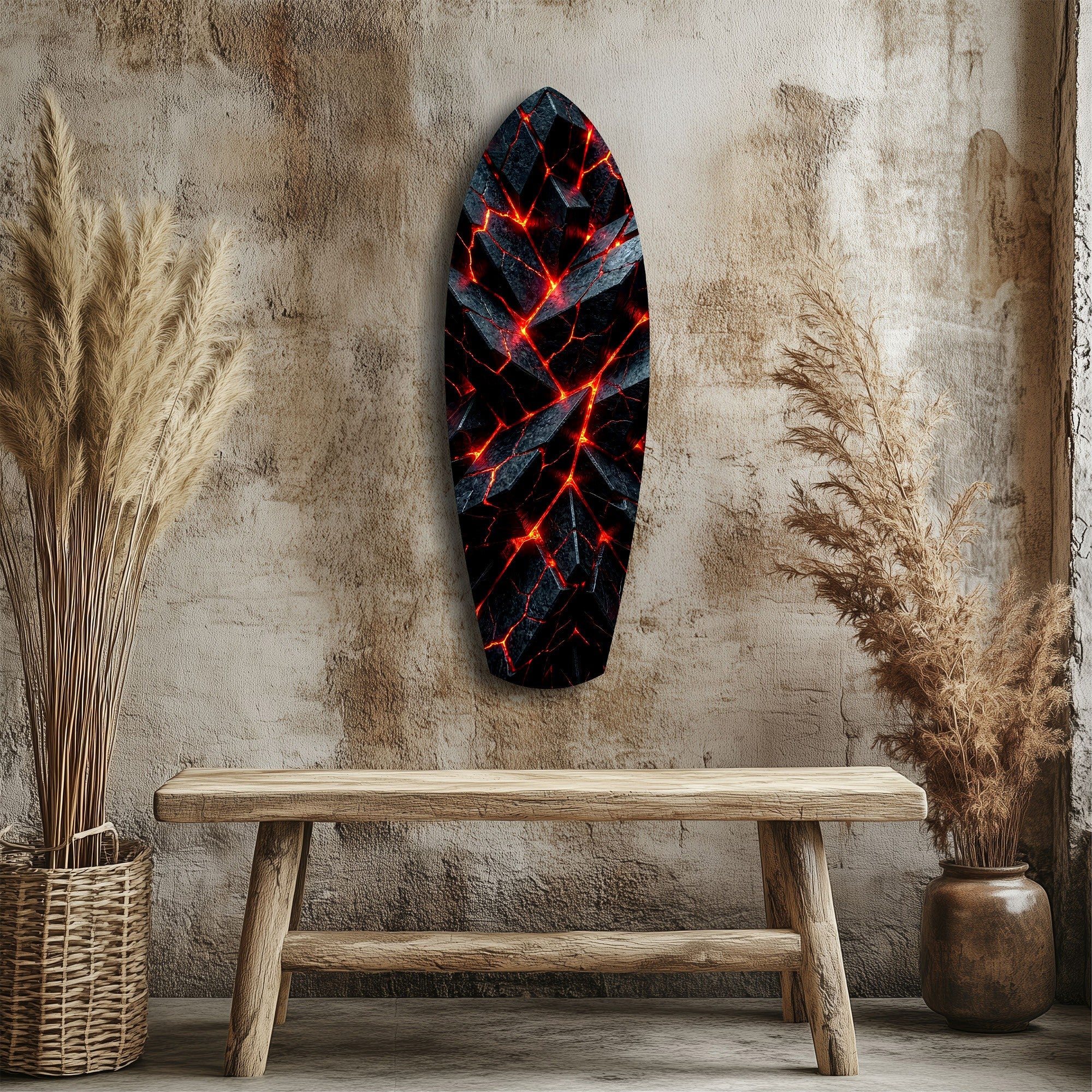 Shattered Volcanic Stone Lava Glow Glass Wall Art - Image 3