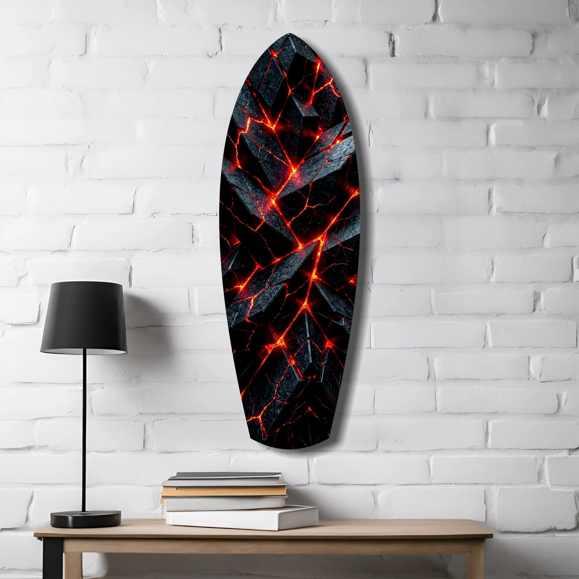 Shattered Volcanic Stone Lava Glow Glass Wall Art - Image 4