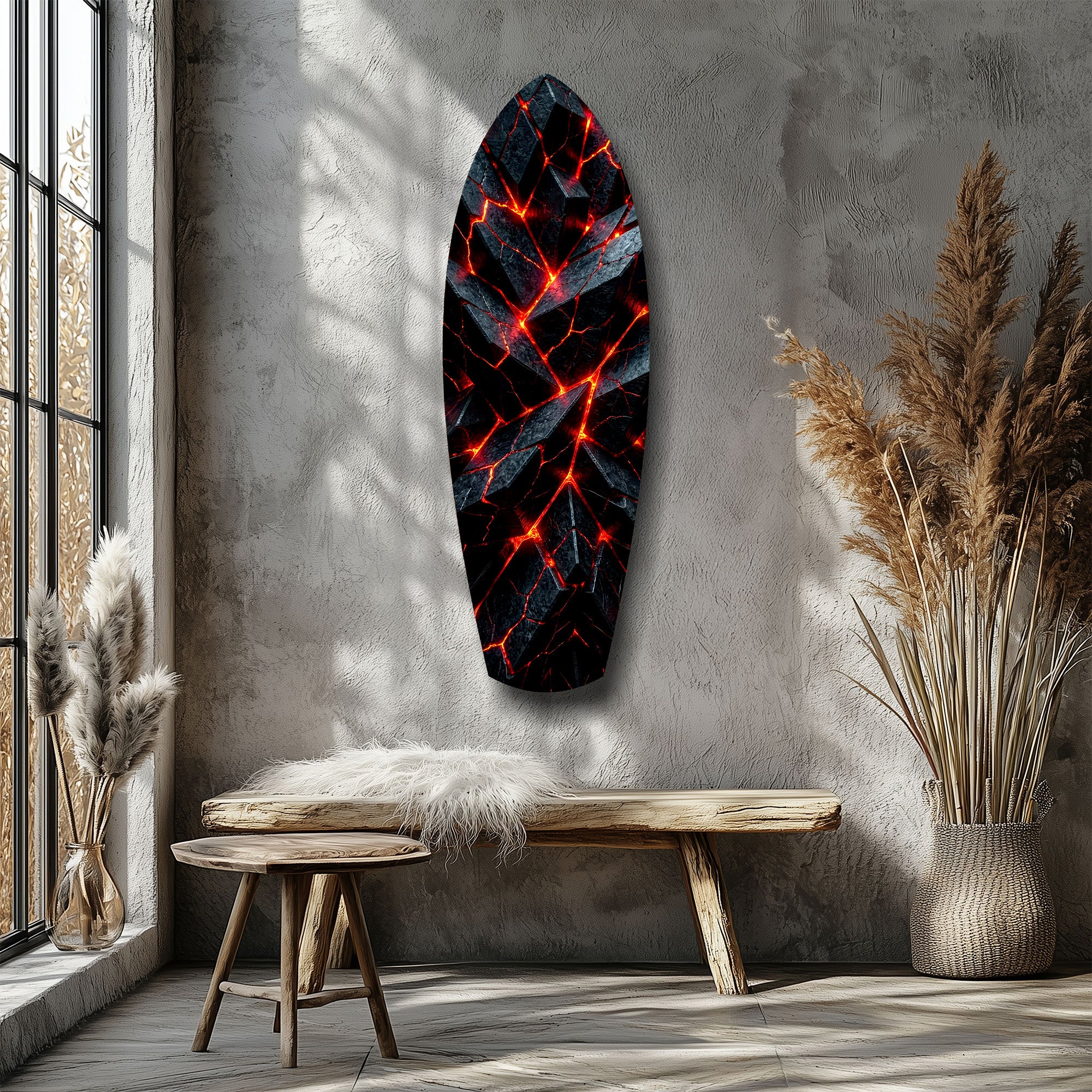 Shattered Volcanic Stone Lava Glow Glass Wall Art - Image 8