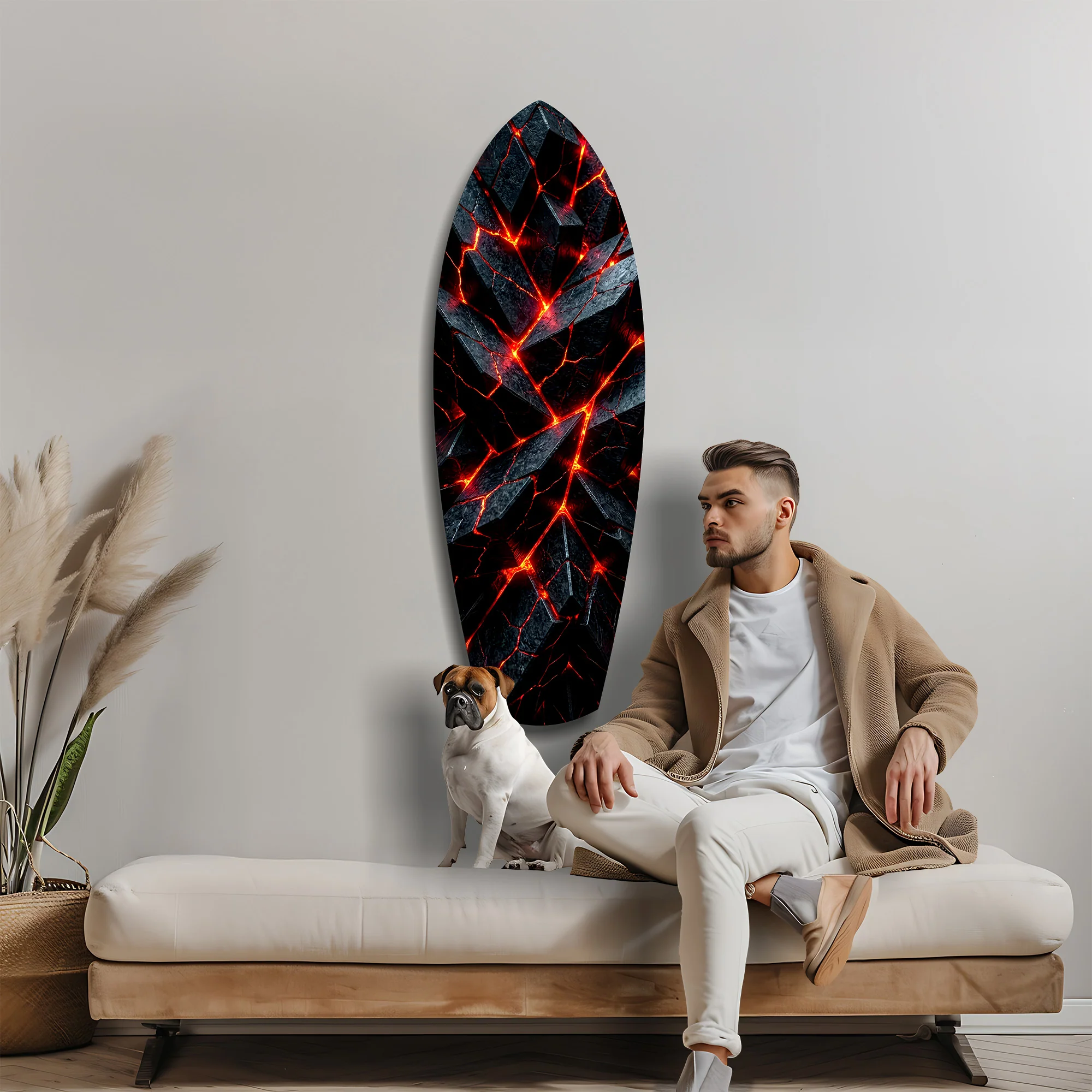 Shattered Volcanic Stone Lava Glow Glass Wall Art - Image 9