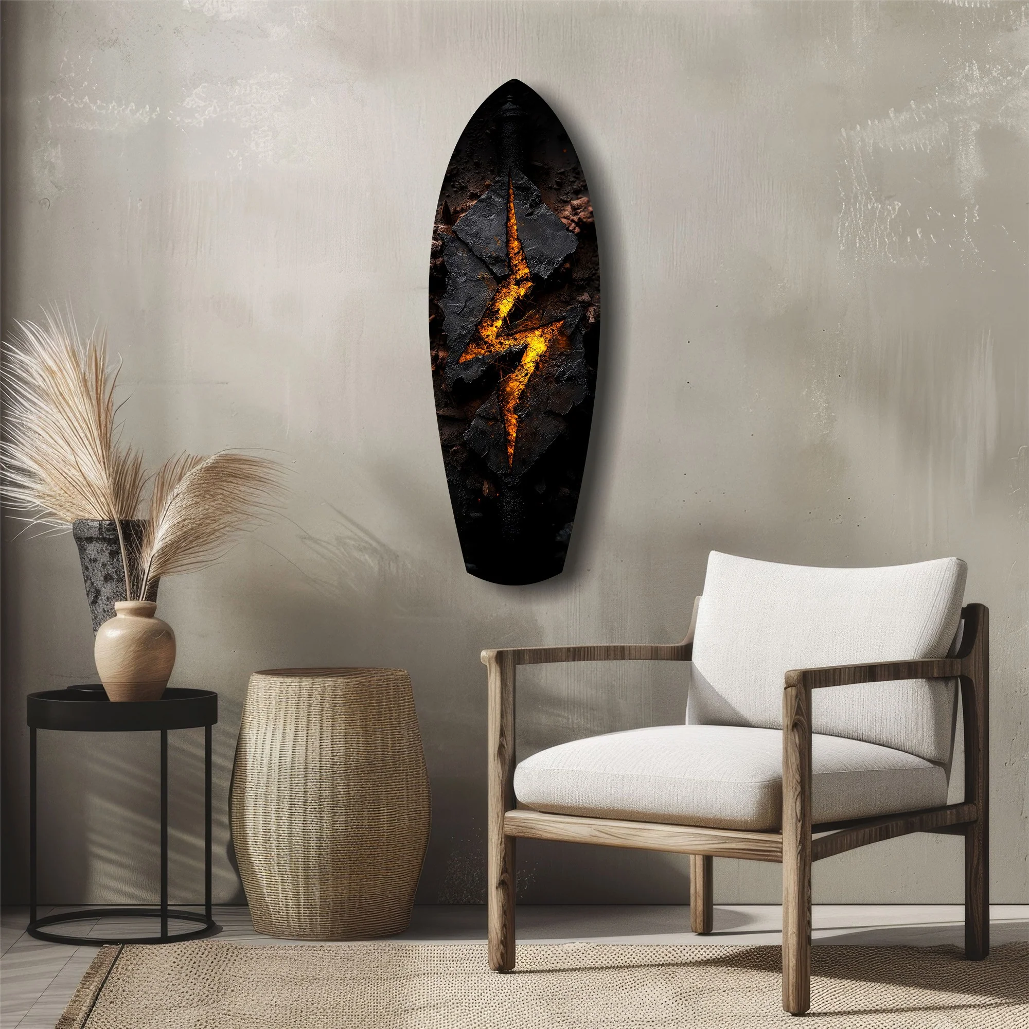 Lightning Bolt Burning Stone Glow Glass Wall Art - Image 5