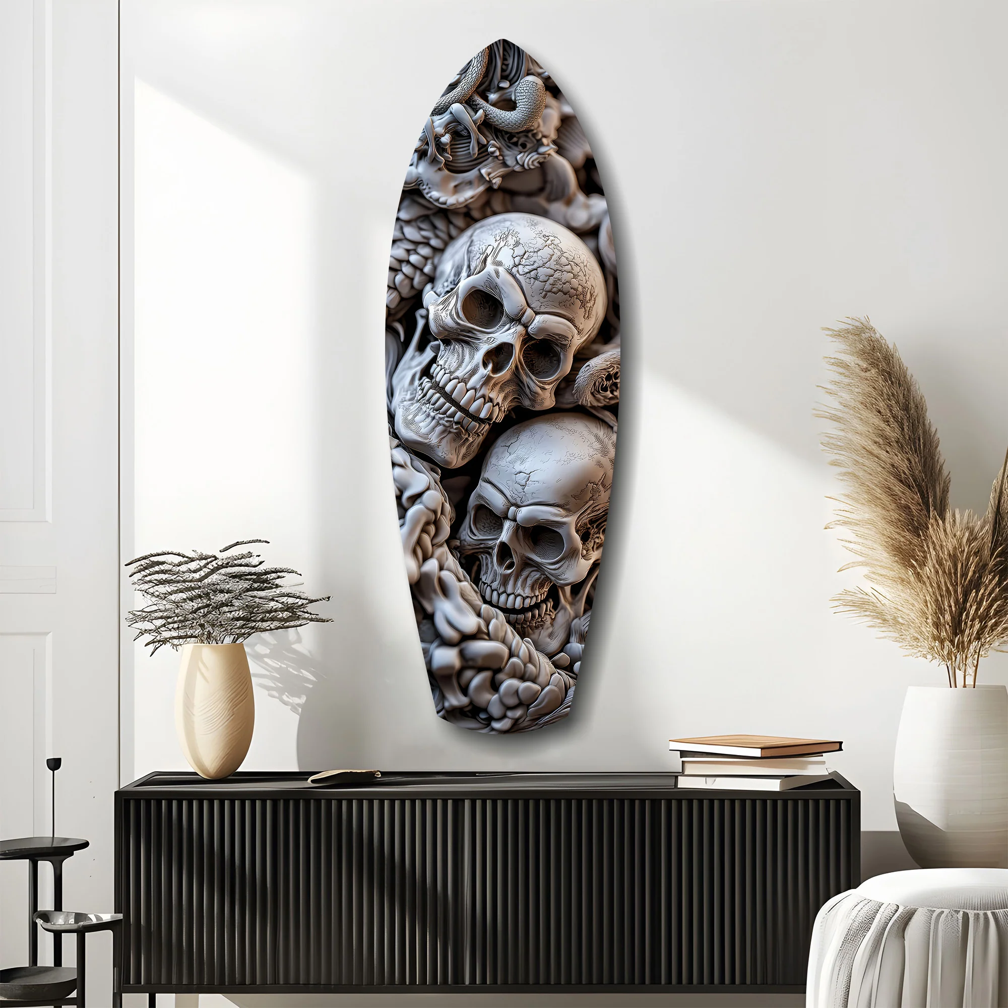 Skull Pile Snake Gothic Memento Mori Glass Wall Art - Image 10