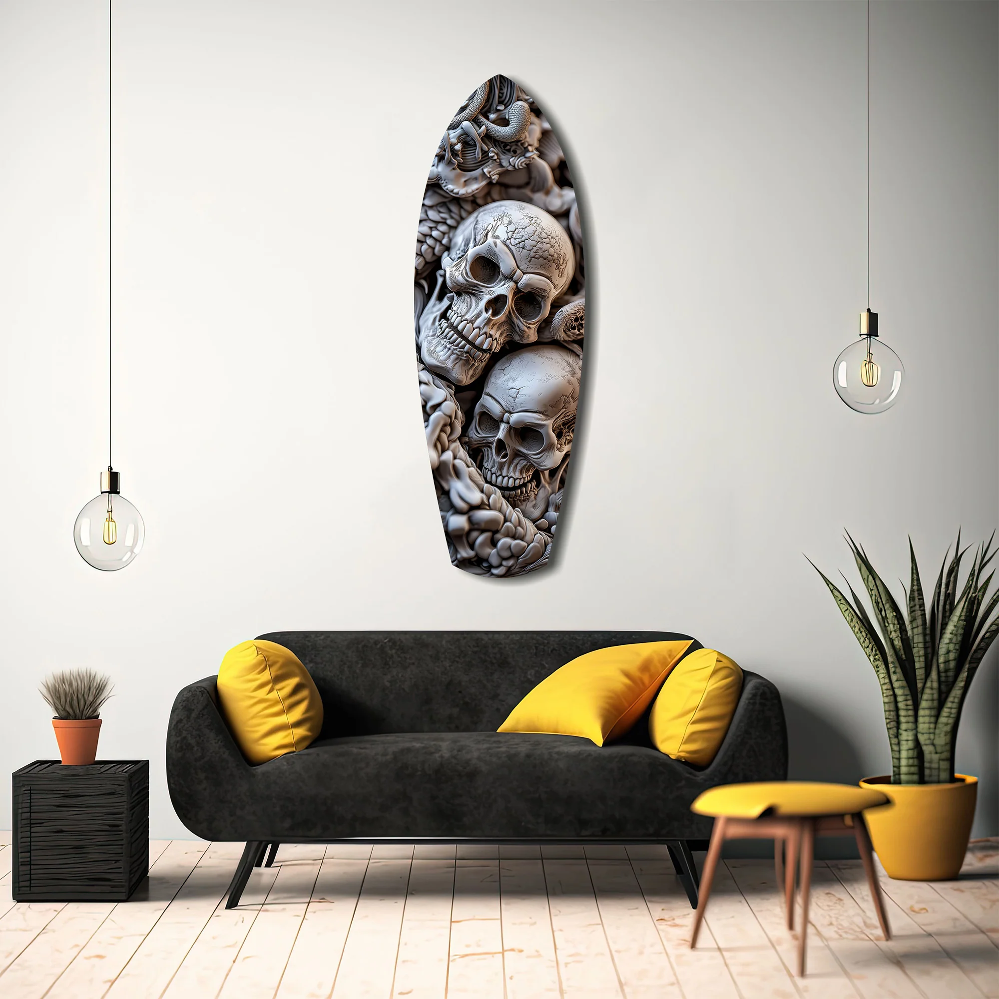 Skull Pile Snake Gothic Memento Mori Glass Wall Art - Image 12