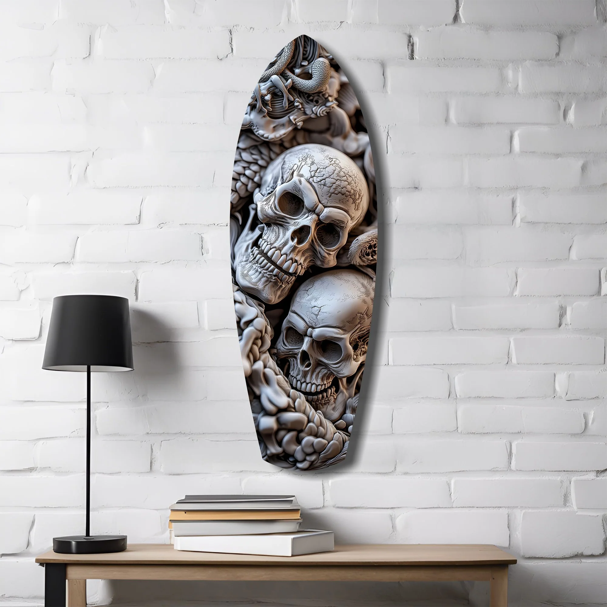 Skull Pile Snake Gothic Memento Mori Glass Wall Art - Image 4