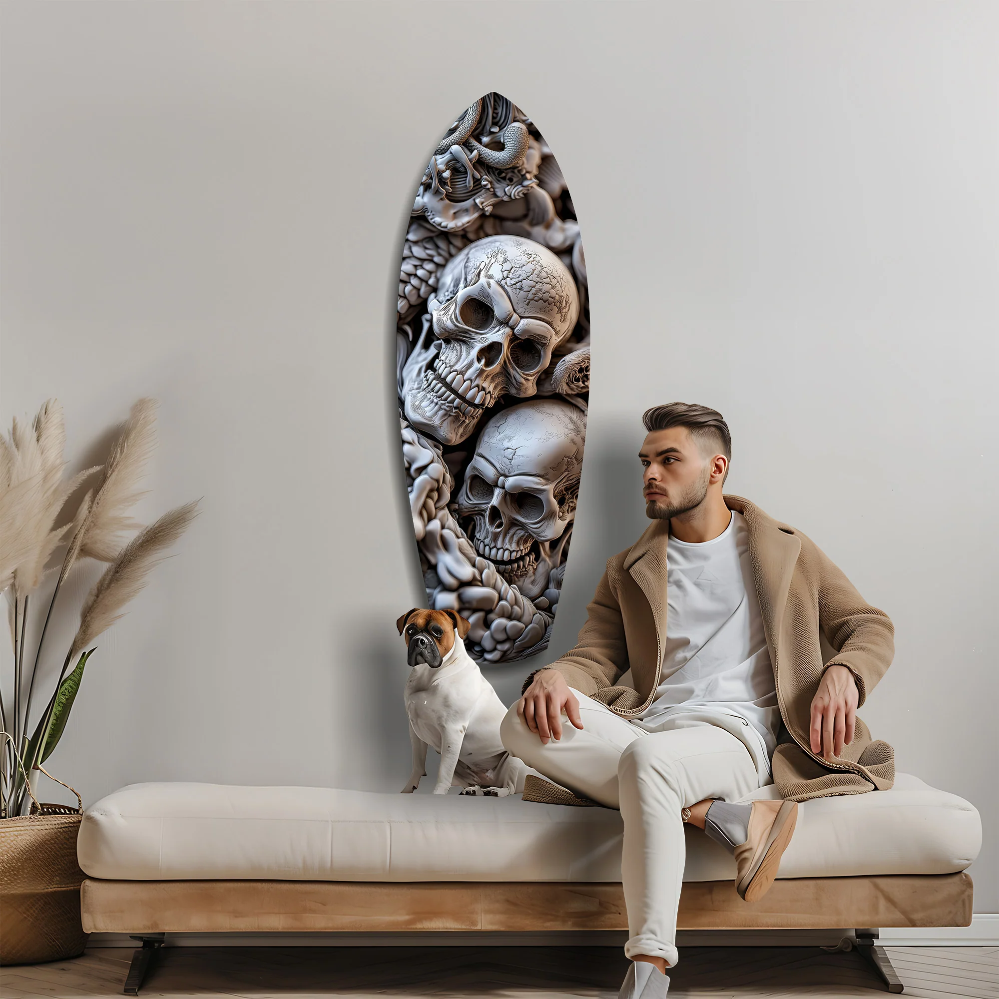 Skull Pile Snake Gothic Memento Mori Glass Wall Art - Image 9