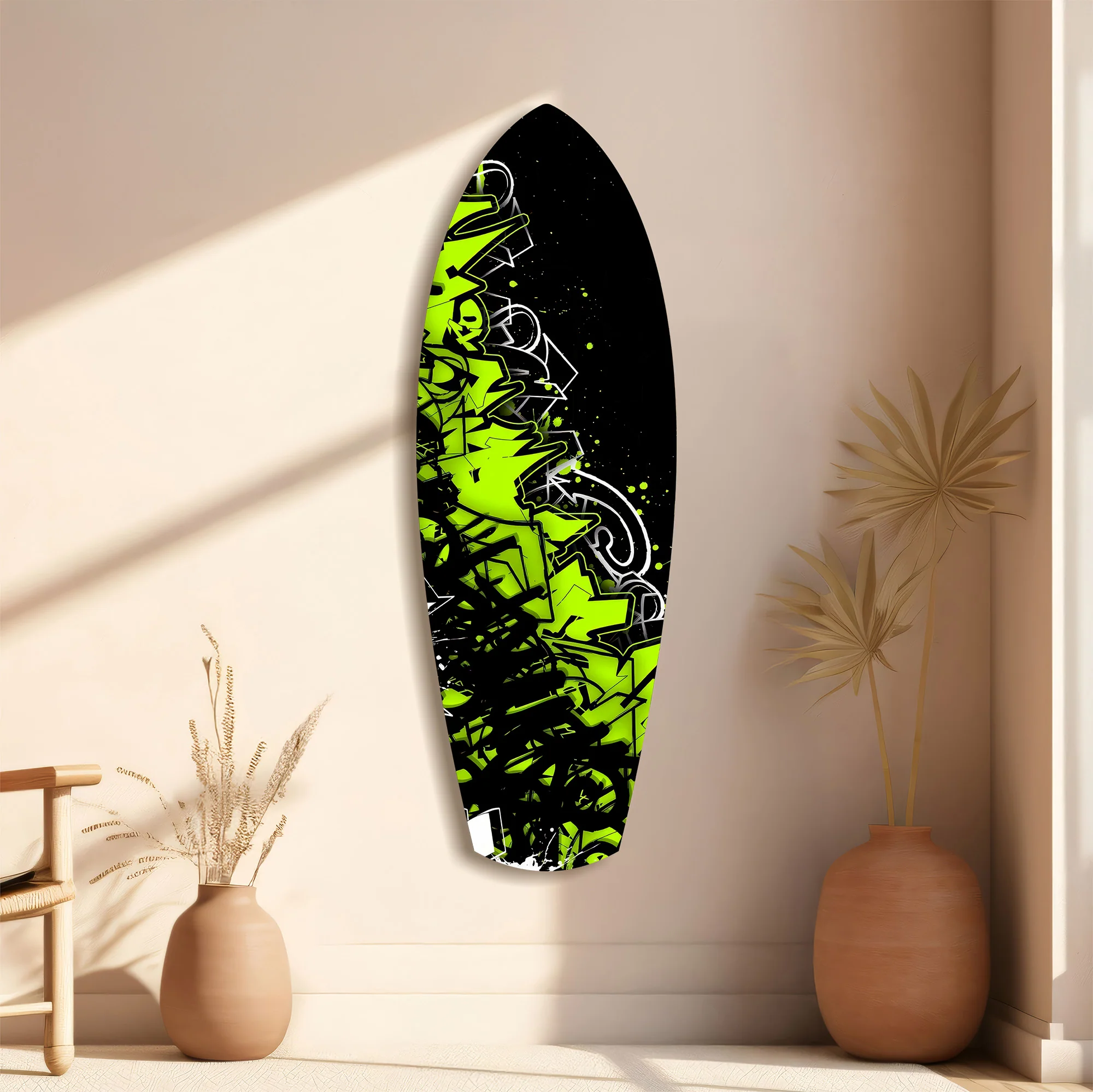 Neon Green Black Graffiti Street Art Glass Wall Art - Image 11