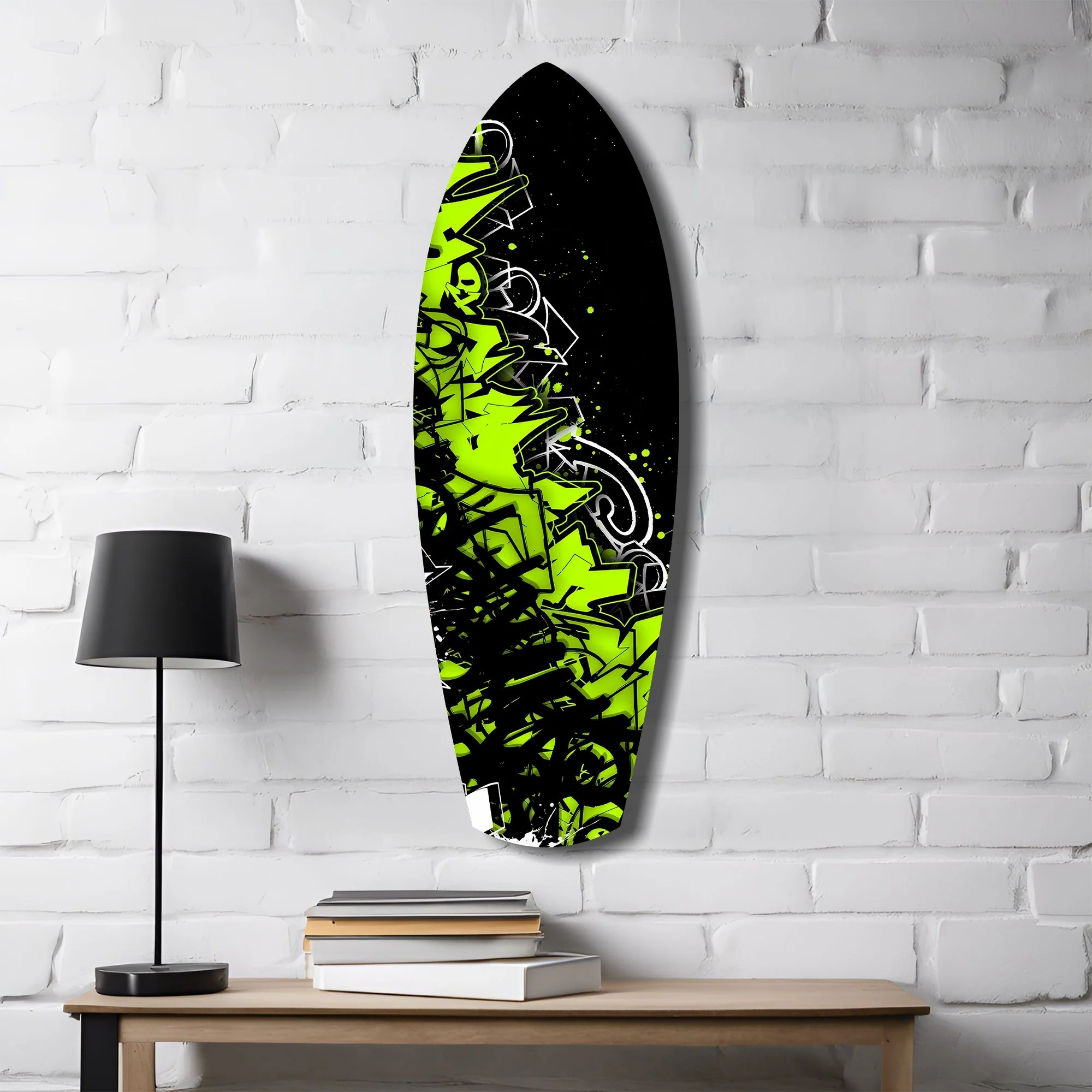 Neon Green Black Graffiti Street Art Glass Wall Art - Image 4