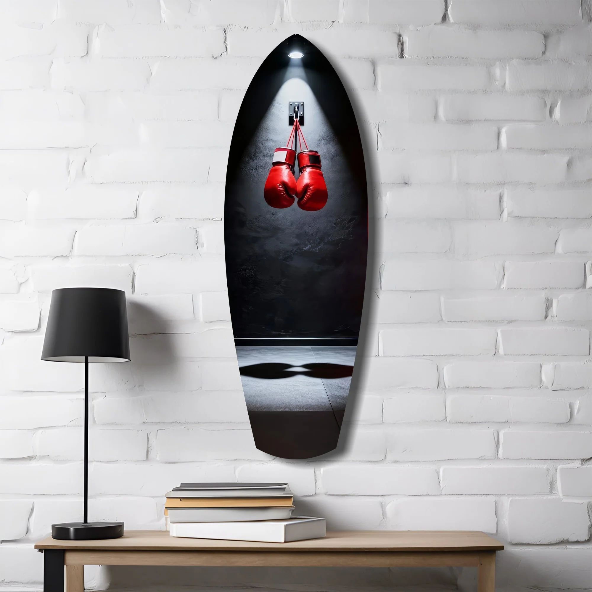Red Boxing Gloves Spotlight Gym Glass Wall Art - Image 4