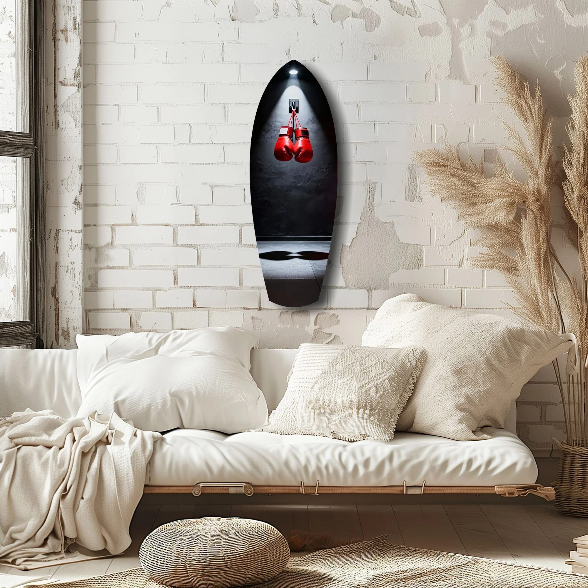Red Boxing Gloves Spotlight Gym Glass Wall Art - Image 6