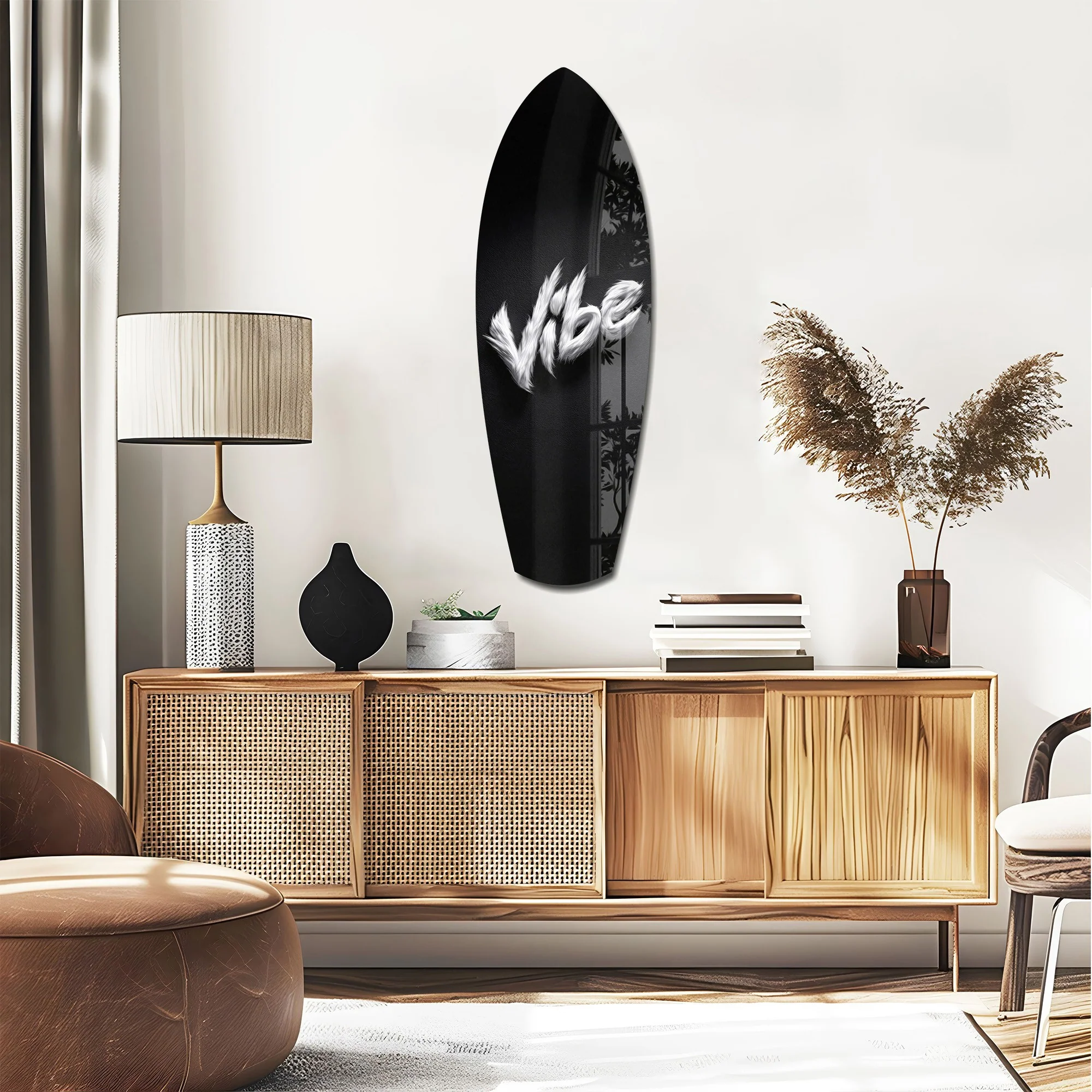 Vibe Feather Typography Minimal Glass Wall Art - Image 2