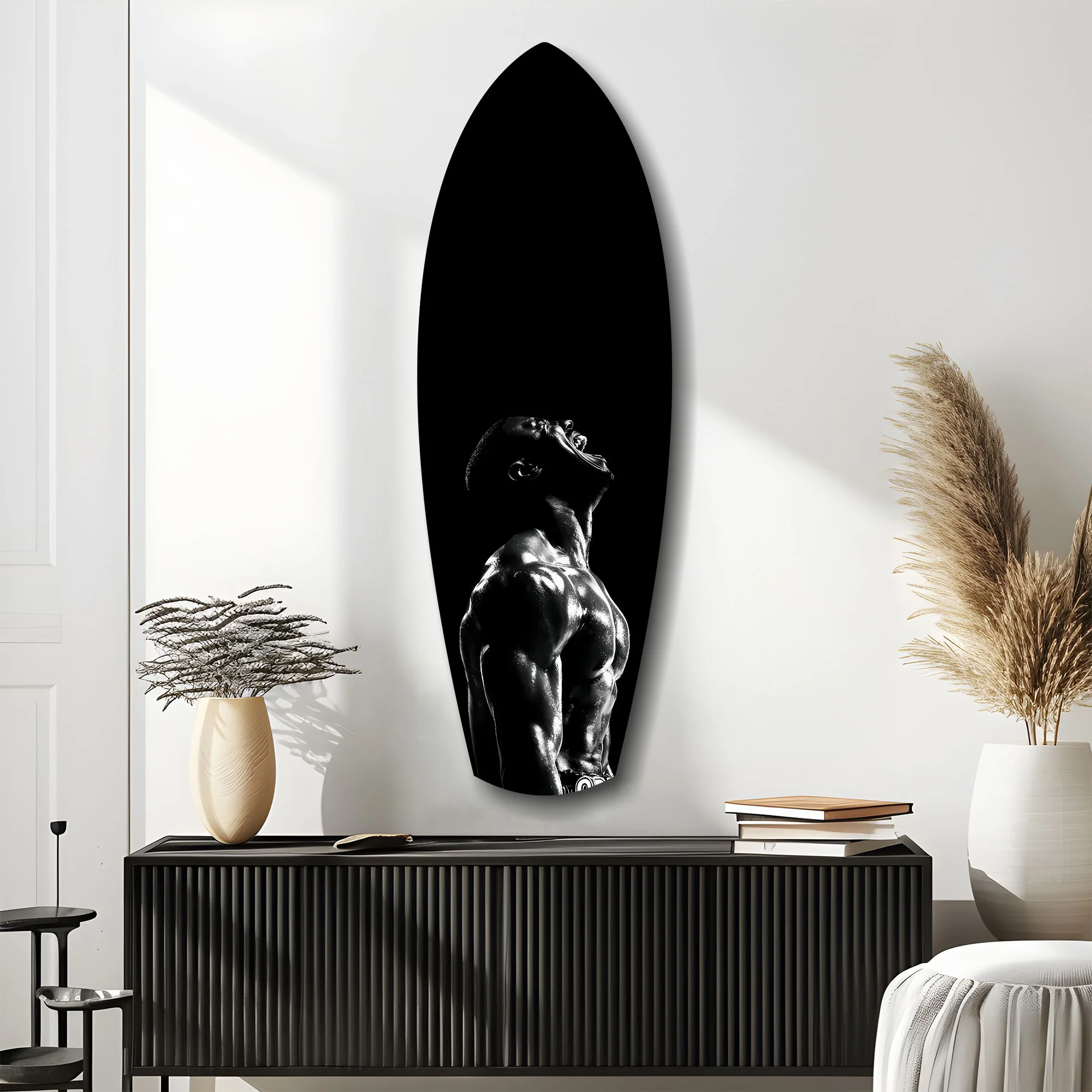 Bodybuilder Roar Triumph Black White Glass Wall Art - Image 10