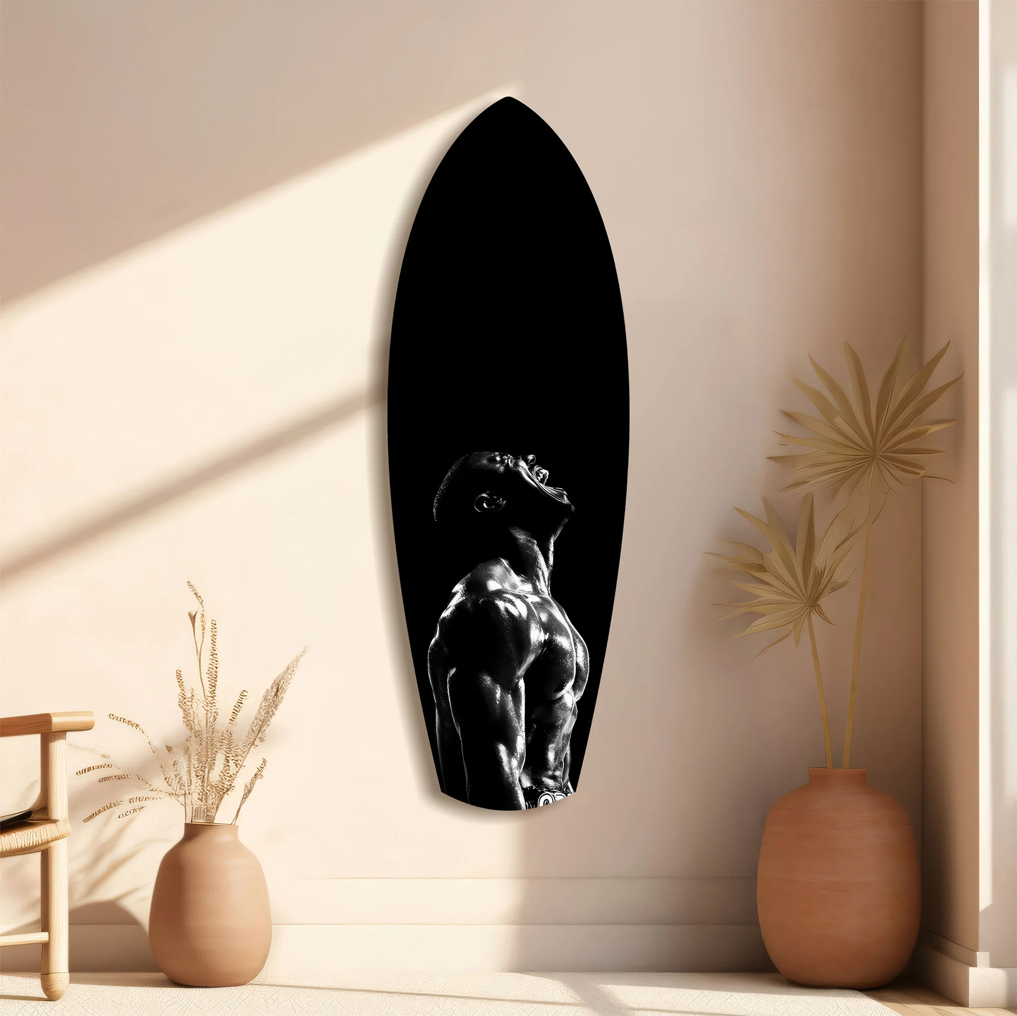 Bodybuilder Roar Triumph Black White Glass Wall Art - Image 11