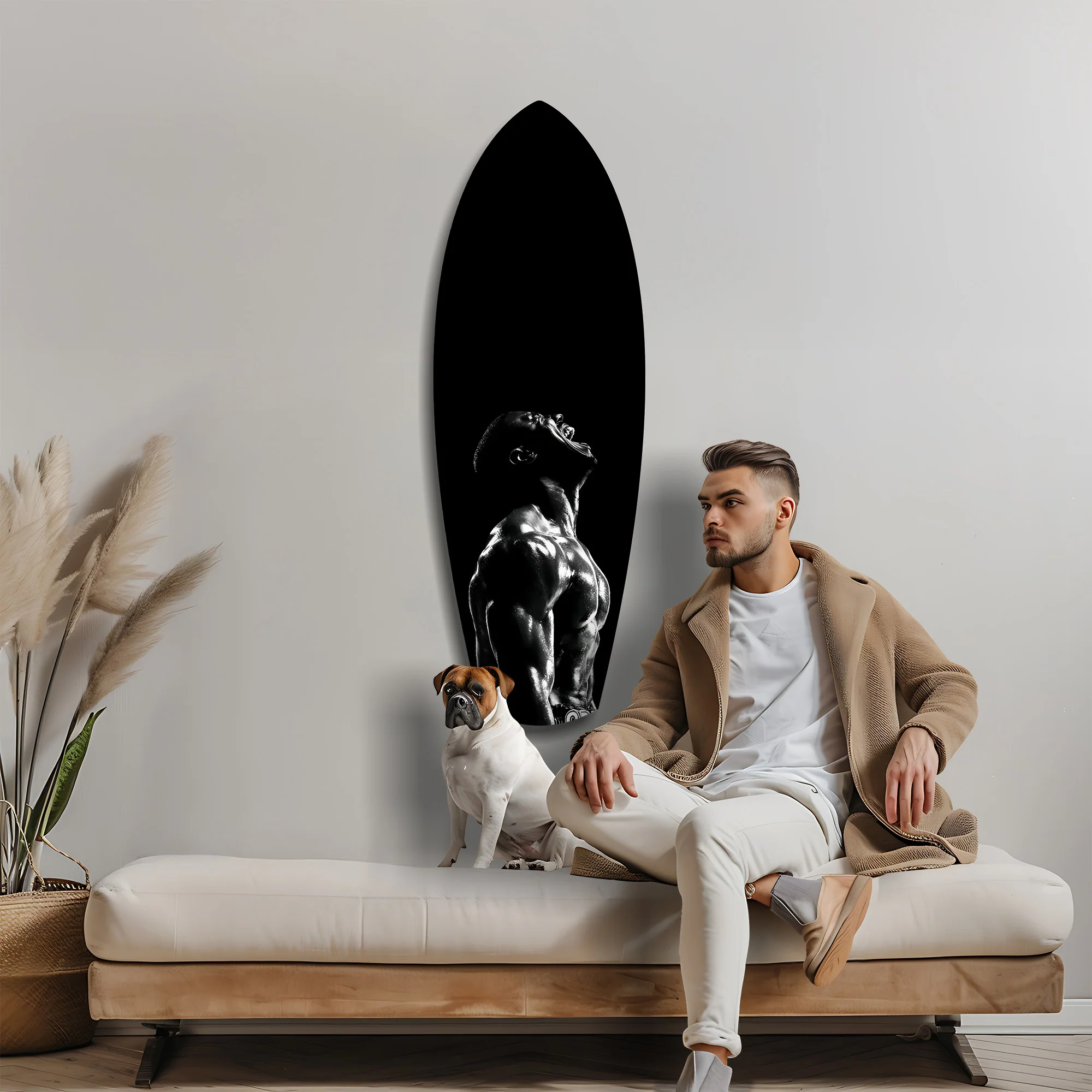 Bodybuilder Roar Triumph Black White Glass Wall Art - Image 9