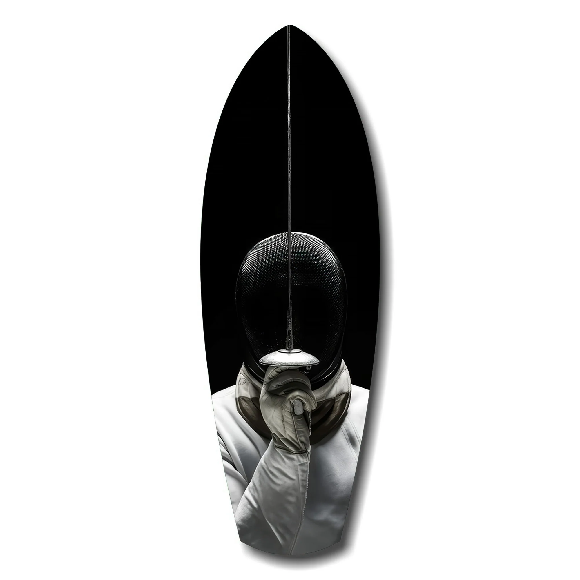 Fencer Mask Sword Athletic Glass Wall Art