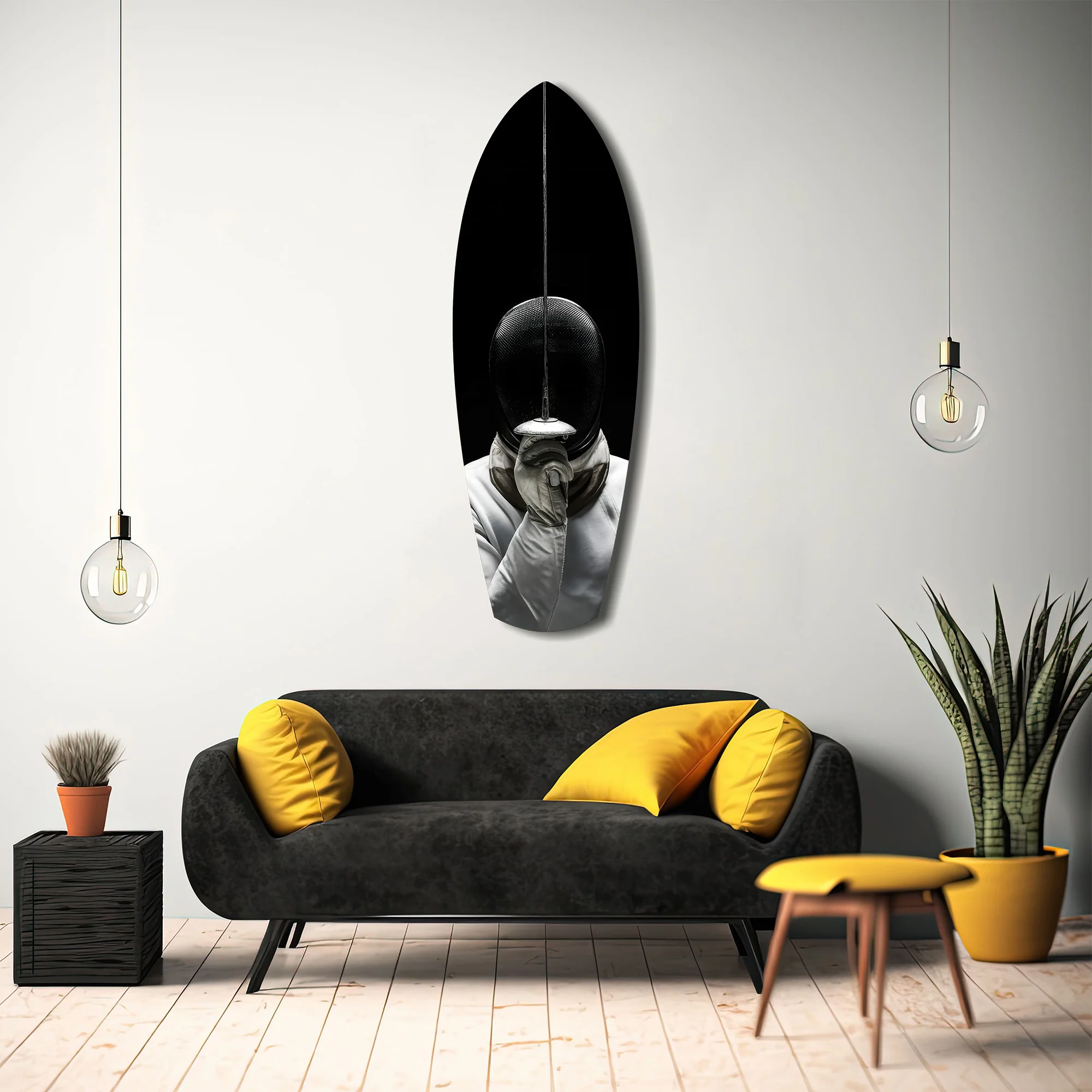 Fencer Mask Sword Athletic Glass Wall Art - Image 12