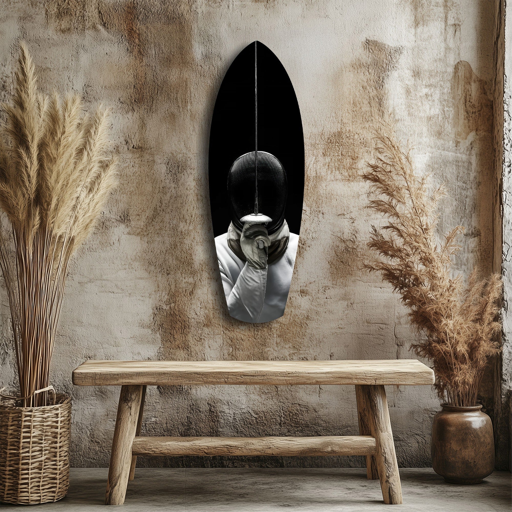Fencer Mask Sword Athletic Glass Wall Art - Image 3